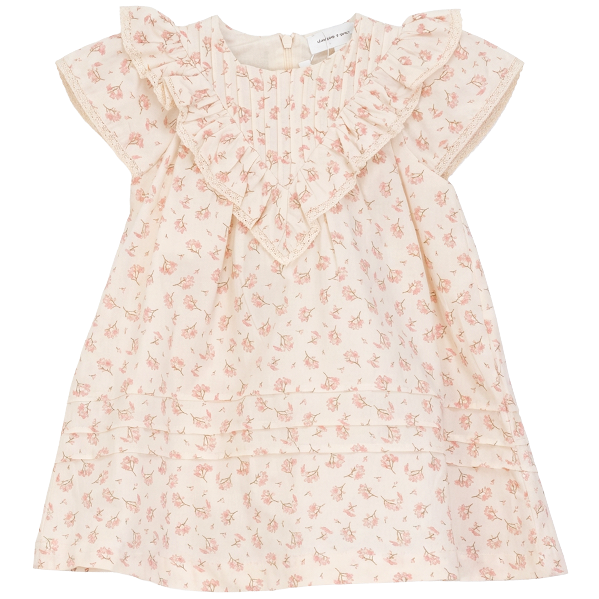 Printed V Shape Yoke Jumper Dress in Pink by Charlotte & George