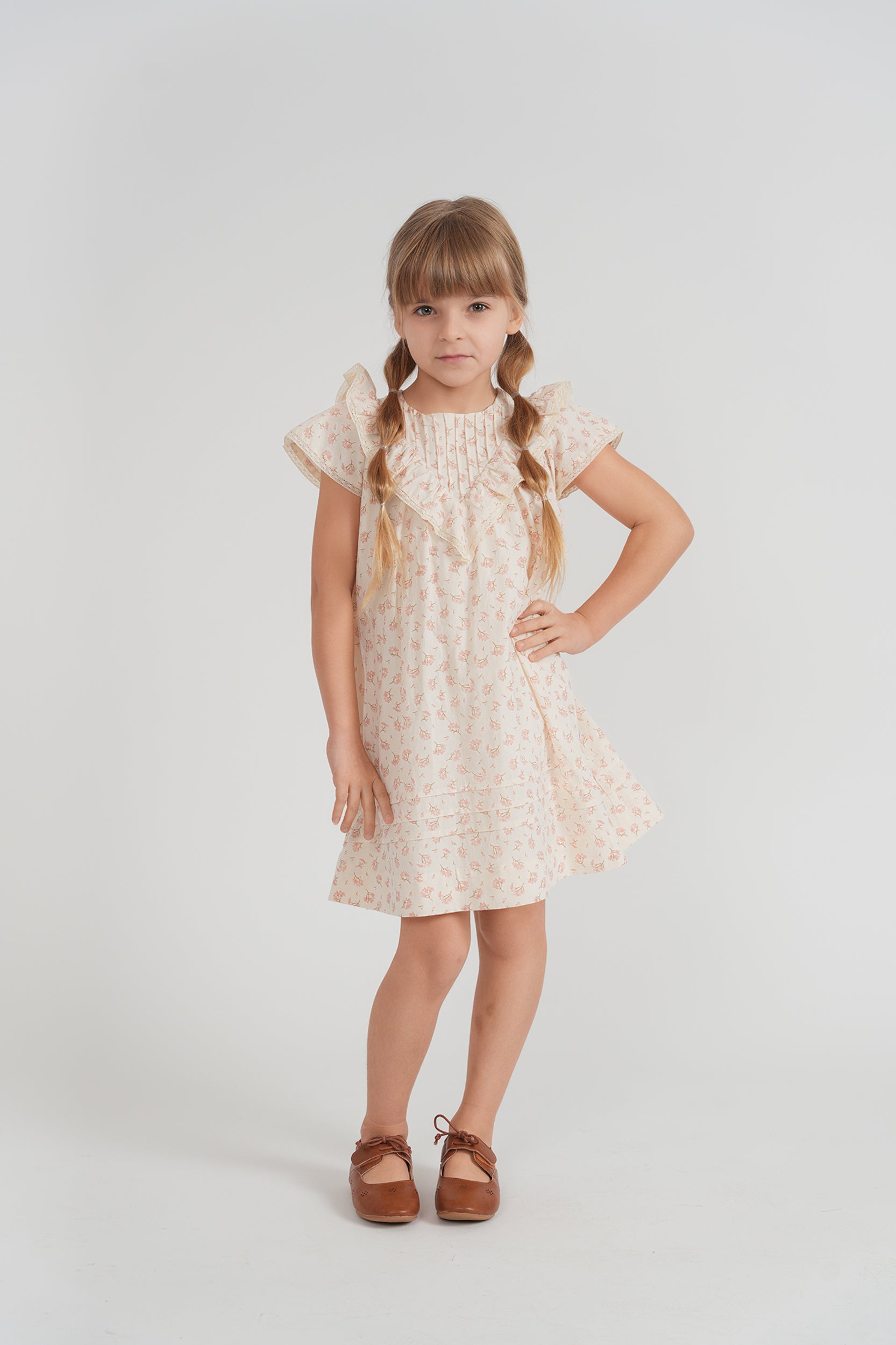 Printed V Shape Yoke Jumper Dress in by Charlotte & George