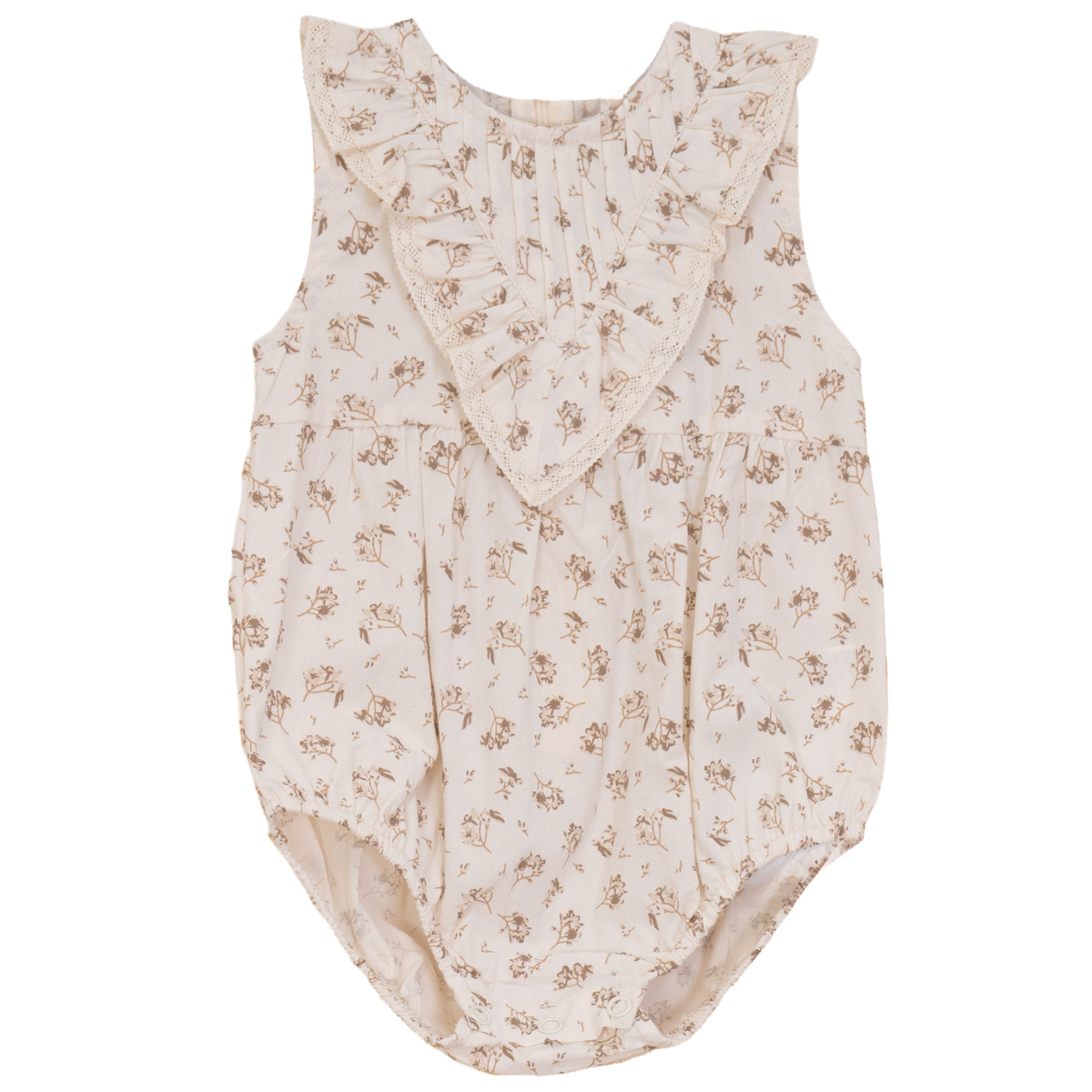 Printed V Shape Yoke Bubble in Cocoa by Charlotte & George