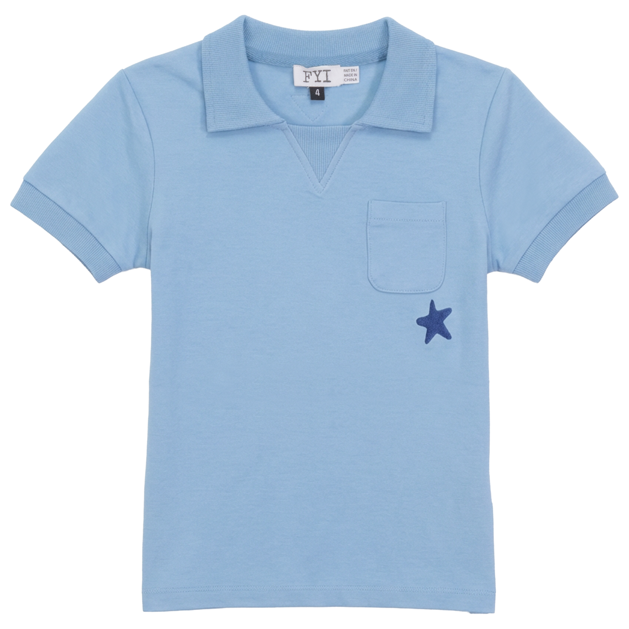 Star Embroidered Trim Tshirt in Denim by FYI