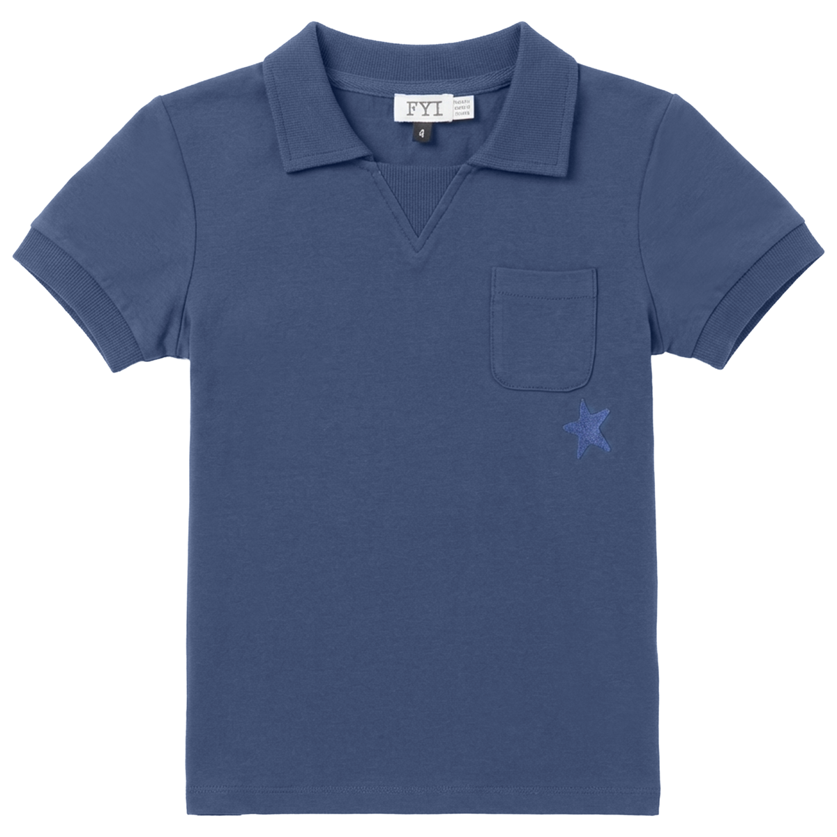 Star Embroidered Trim Tshirt in Indigo by FYI