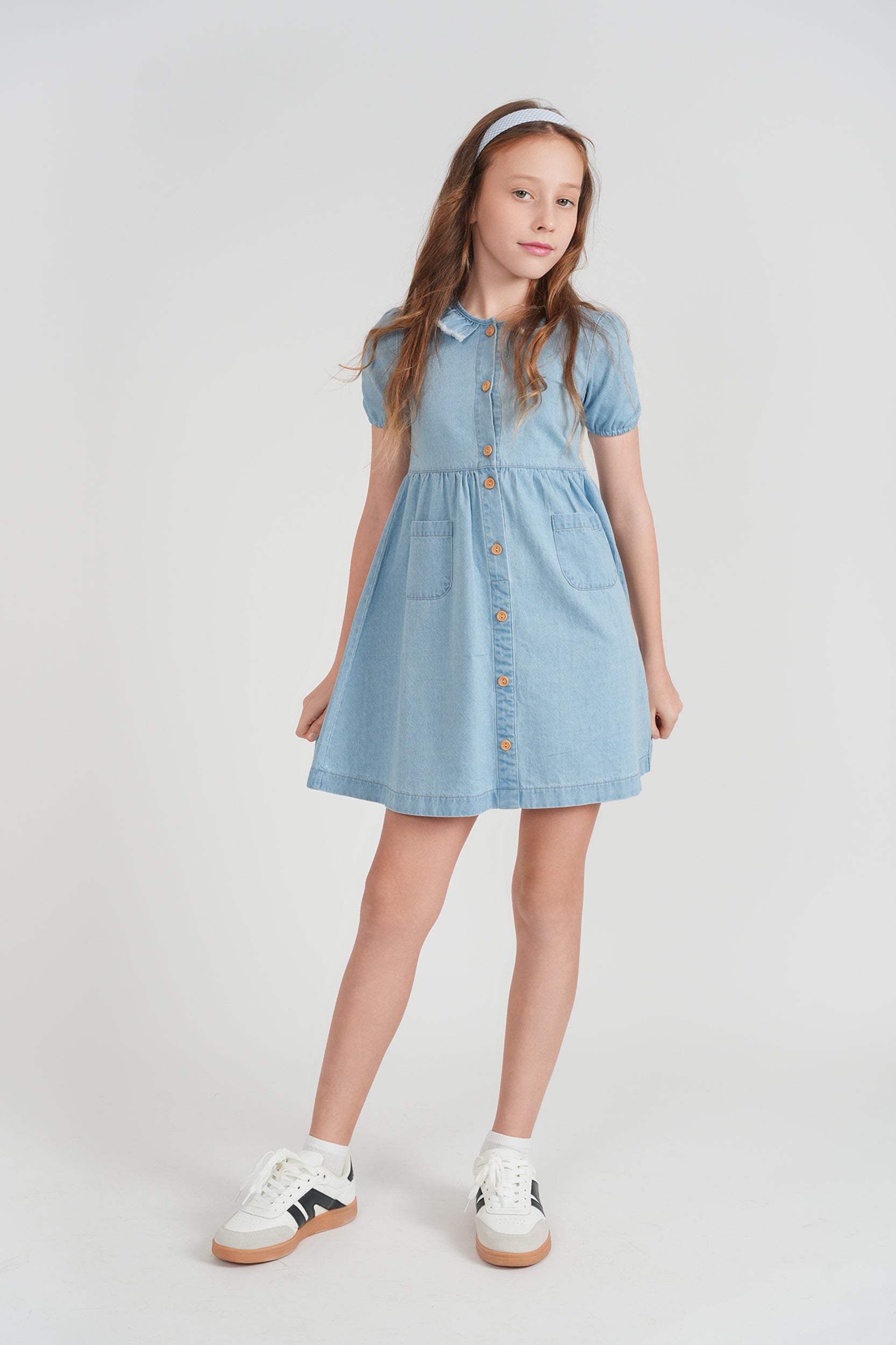 Woven Denim Rope Tape Trim Dress in by FYI