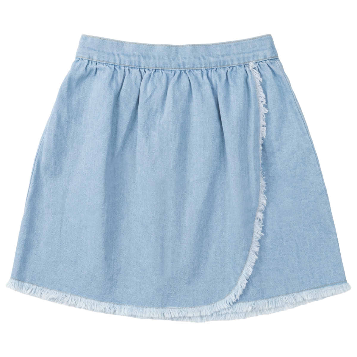 Woven Denim Wrap Skirt in Denim by FYI