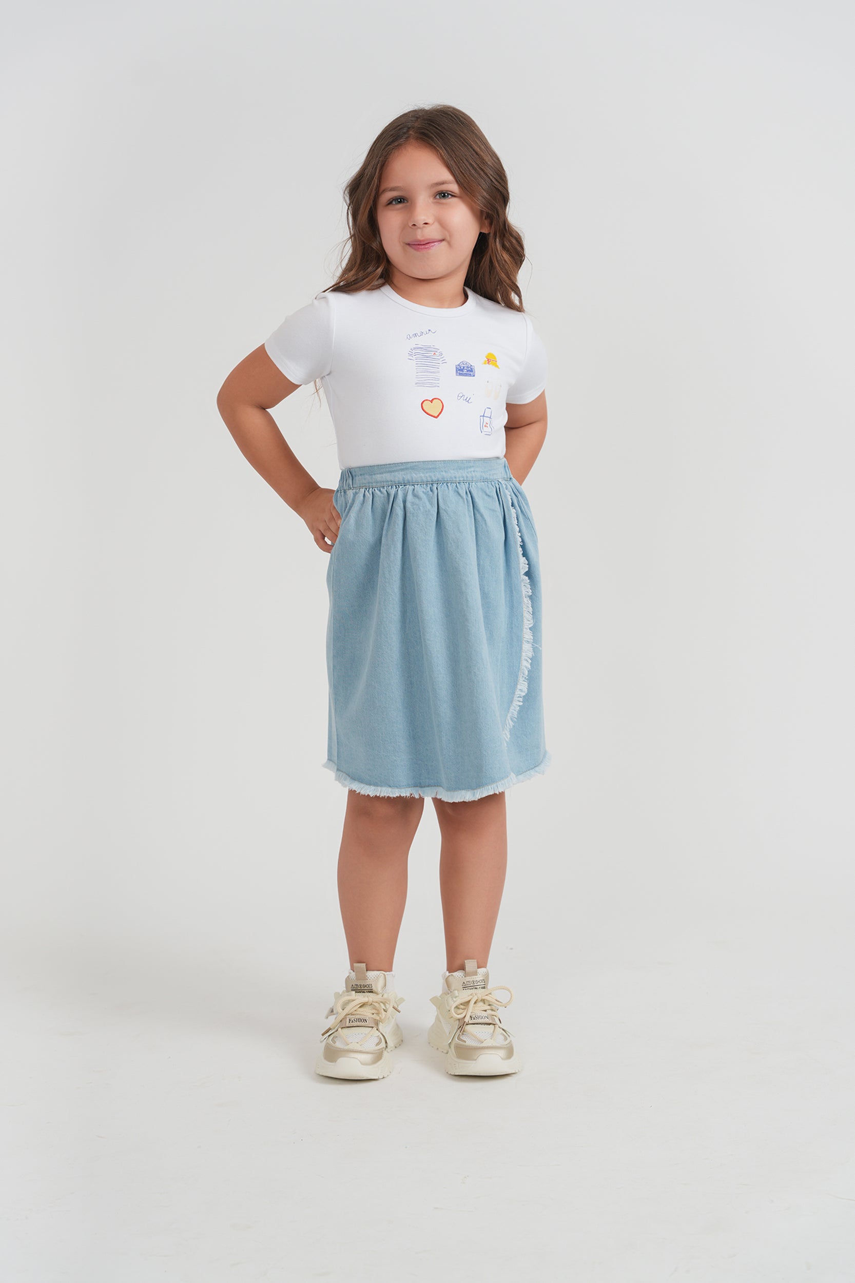 Woven Denim Wrap Skirt in by FYI