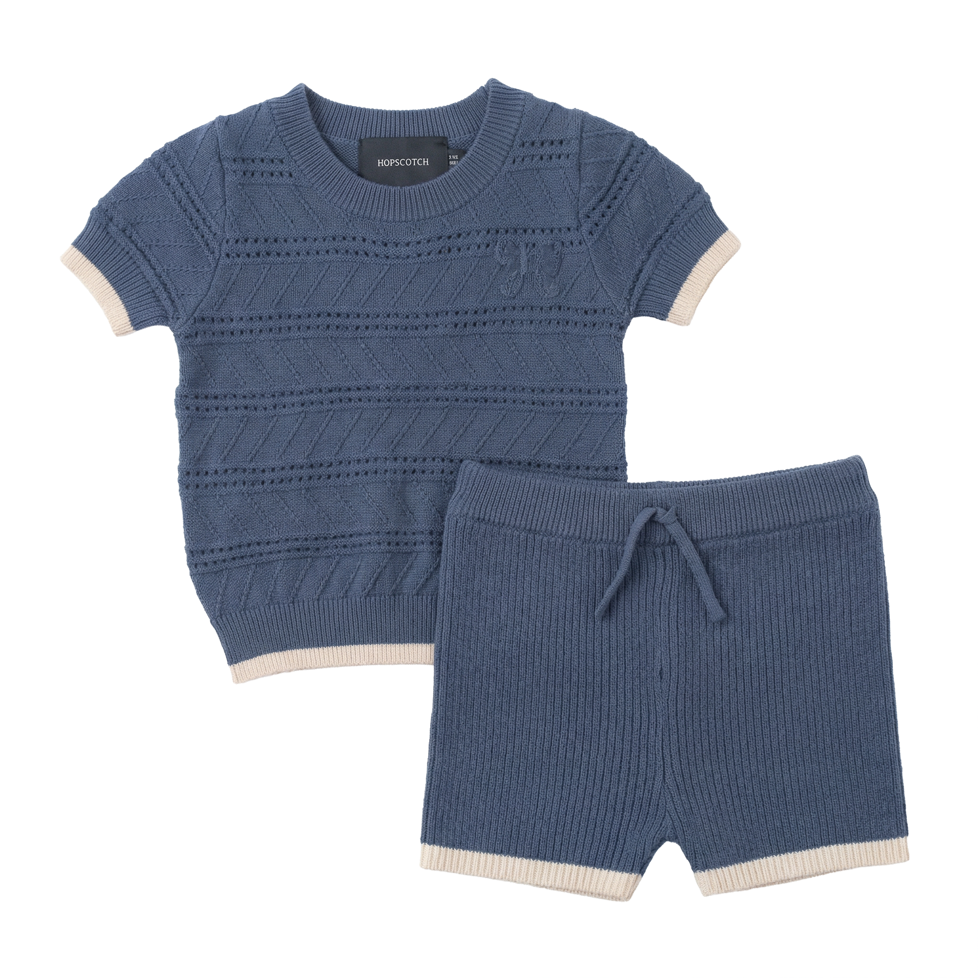 Textured Knit Shorts Set in Moonlight by Hopscotch