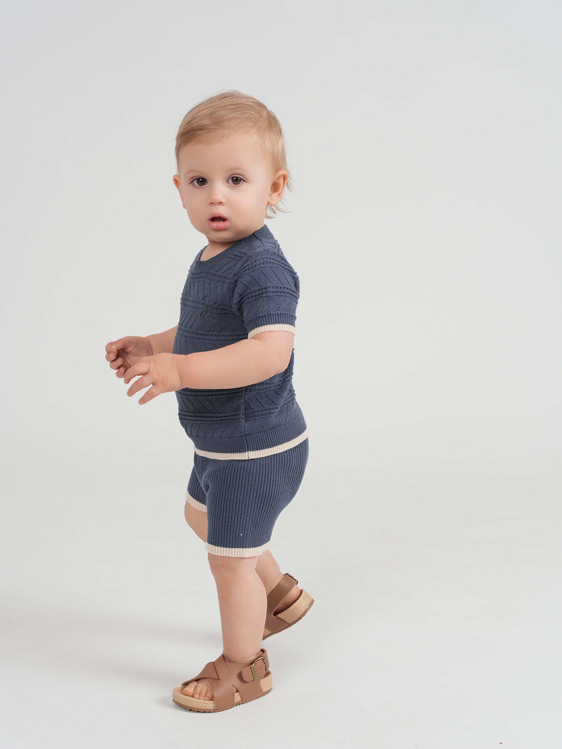 Textured Knit Shorts Set in by Hopscotch