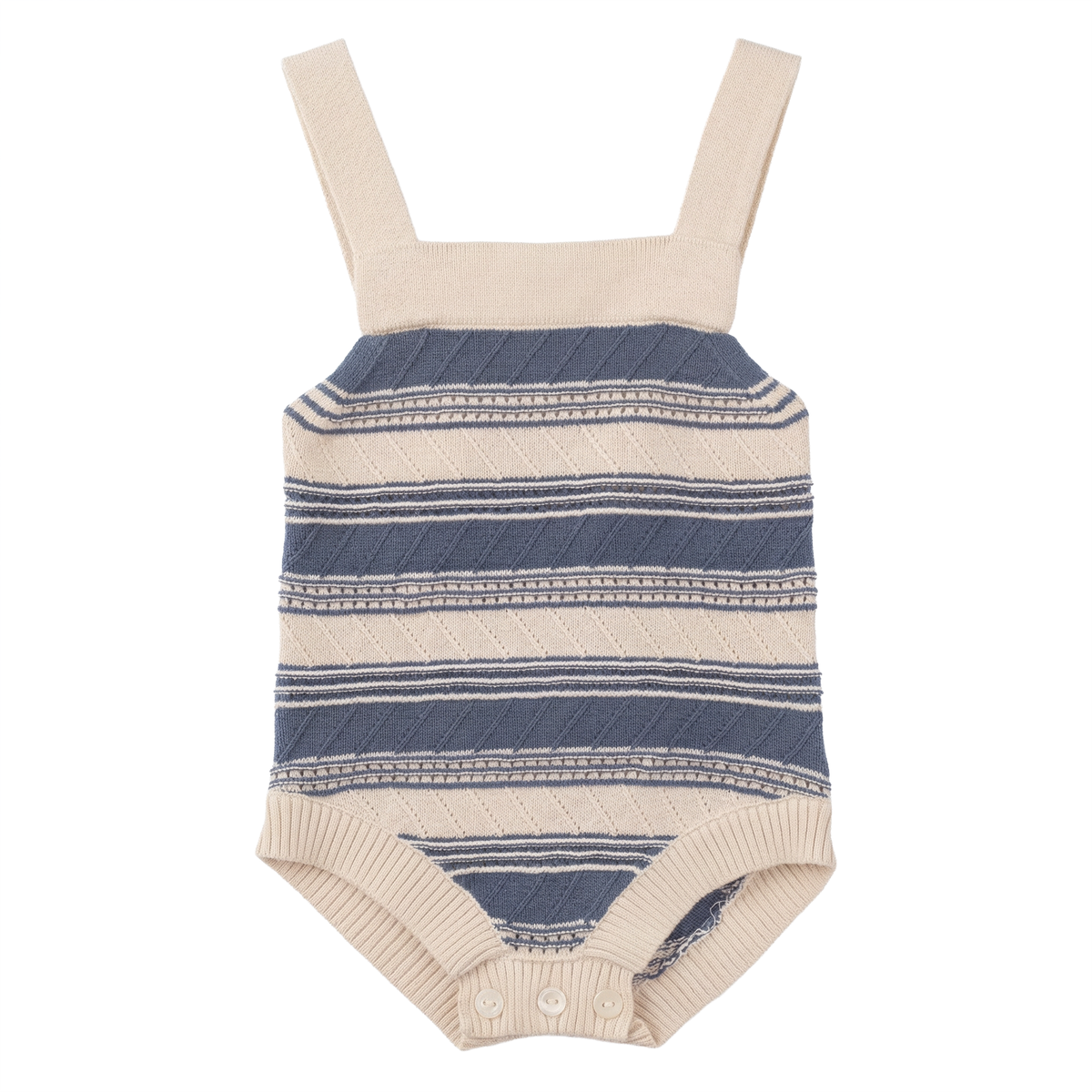 Striped Textured Knit Onesie in Moonlight by Hopscotch