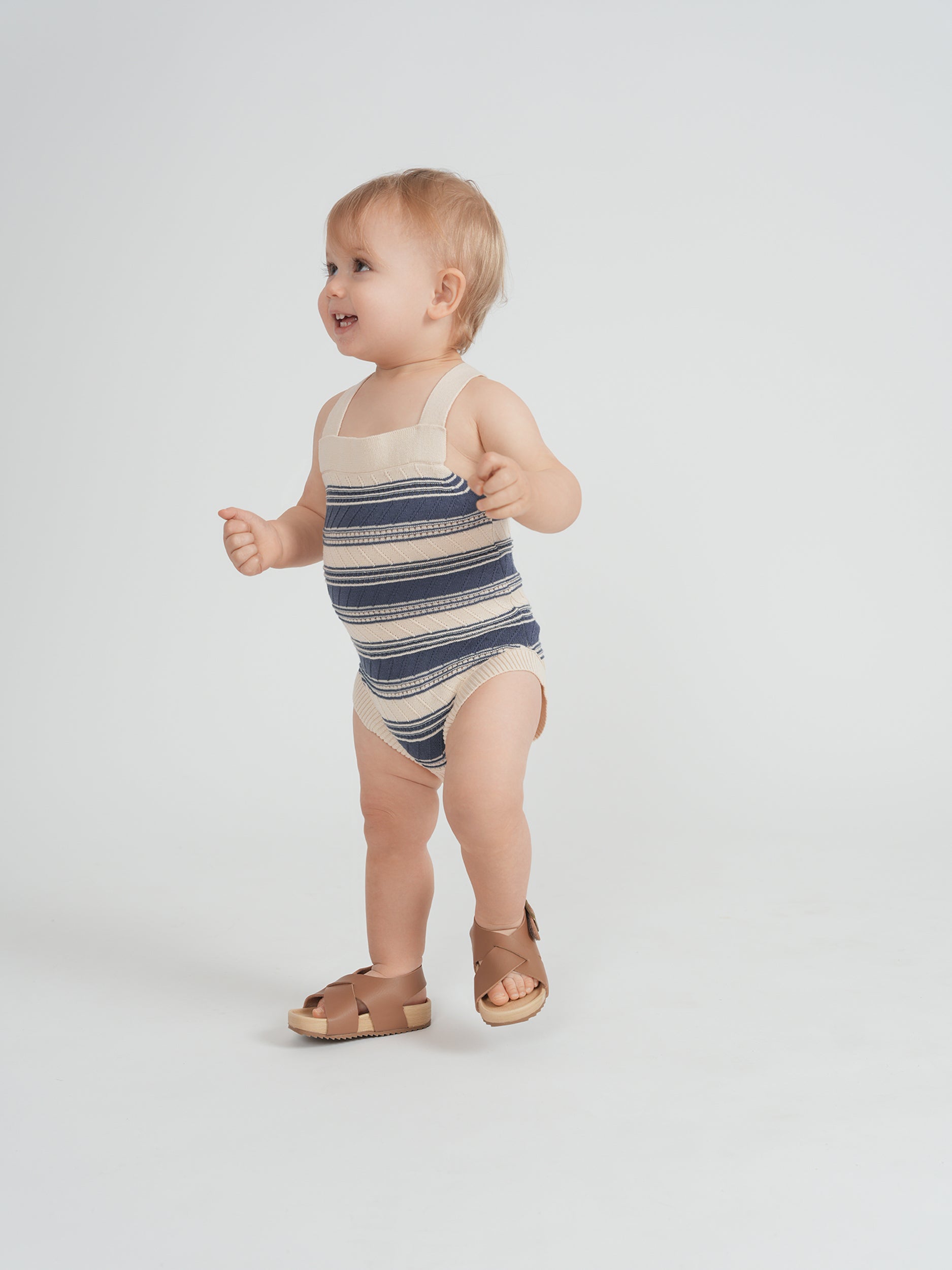 Striped Textured Knit Onesie in by Hopscotch
