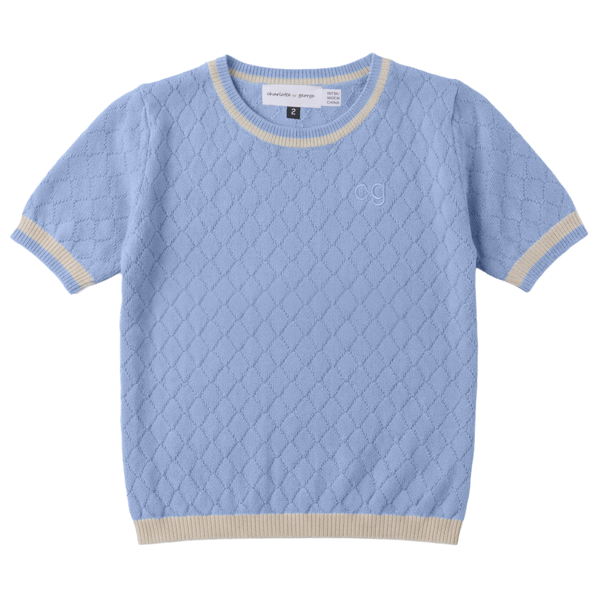 Contrast Knit Sweater in Blue by Charlotte & George
