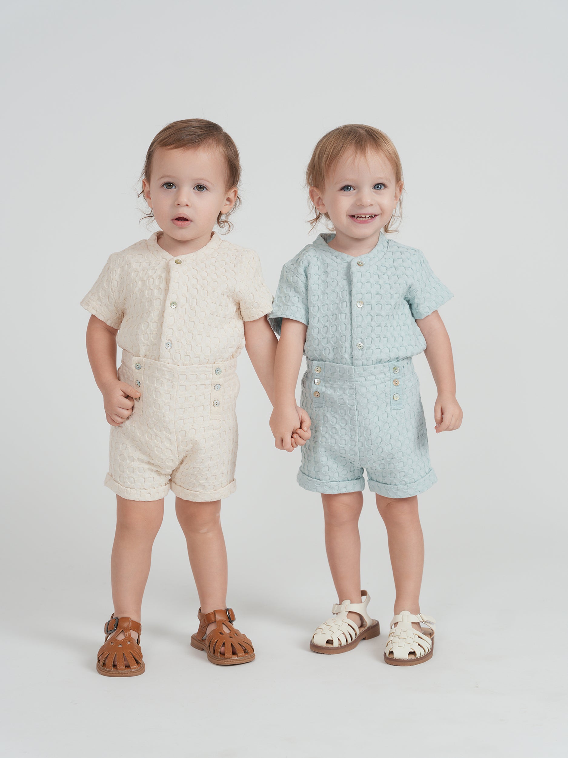 Textured Waffle Knit Set in by Little Fragile