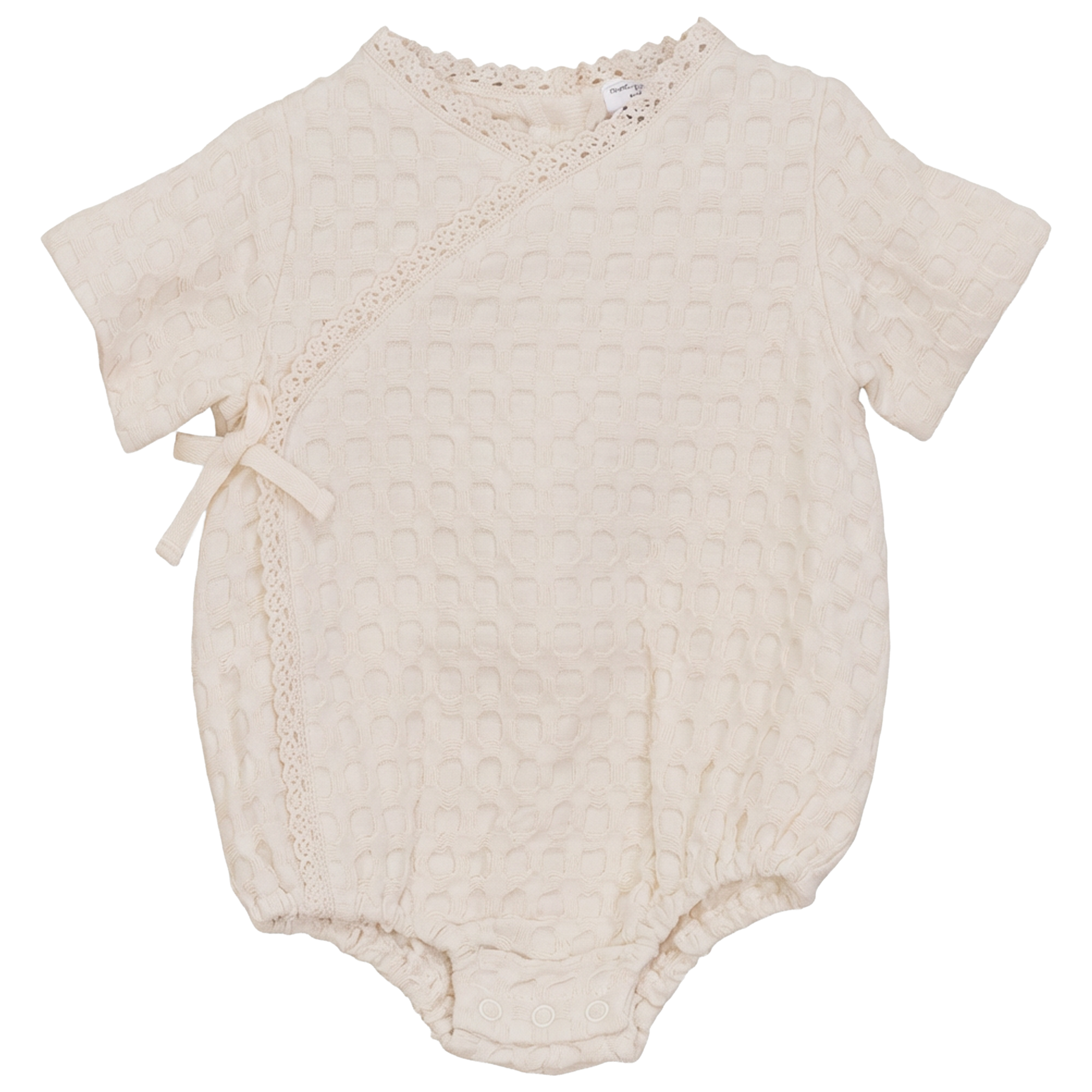 Textured Waffle Romper in Vanilla by Little Fragile