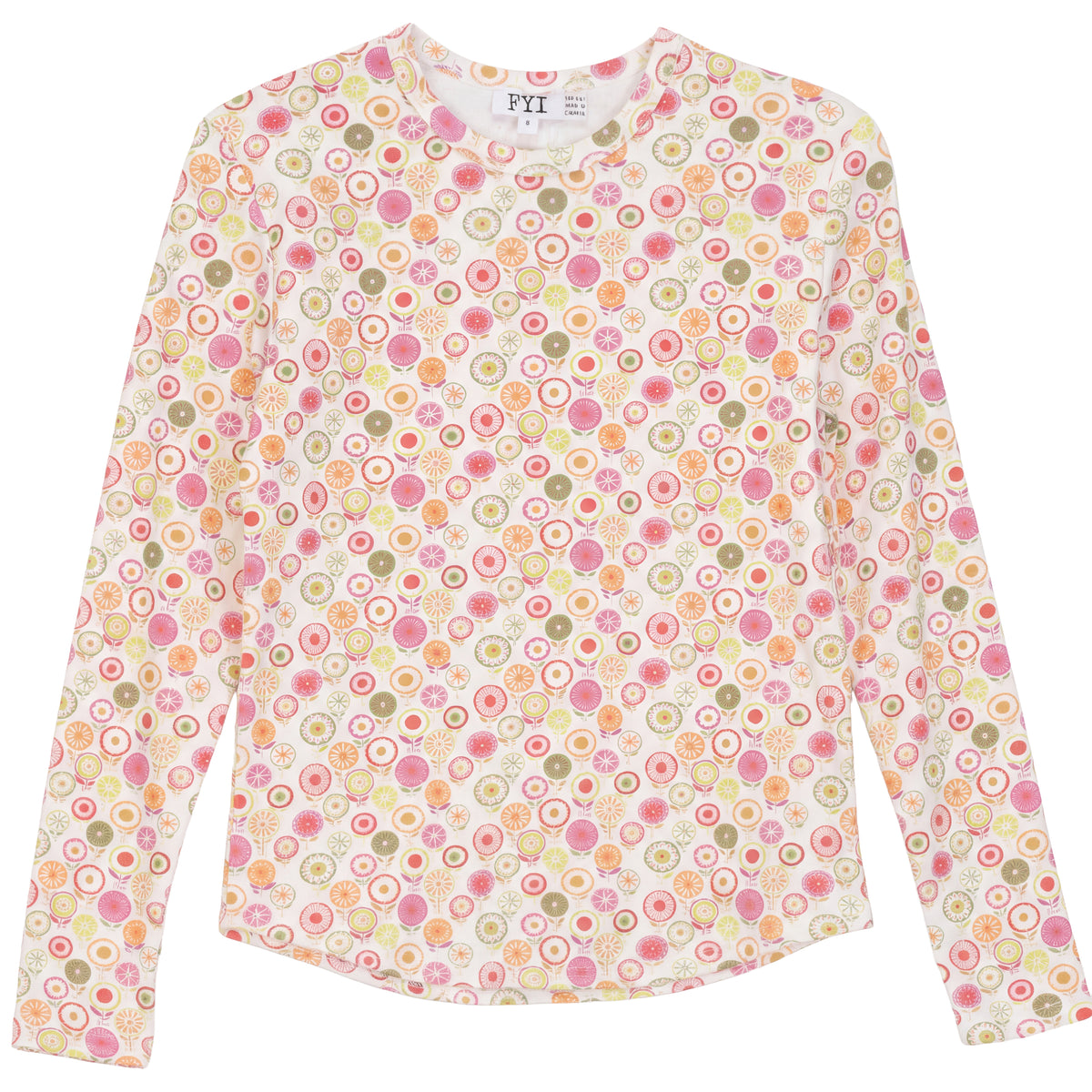Top With Circle Flower Print in Pink by FYI