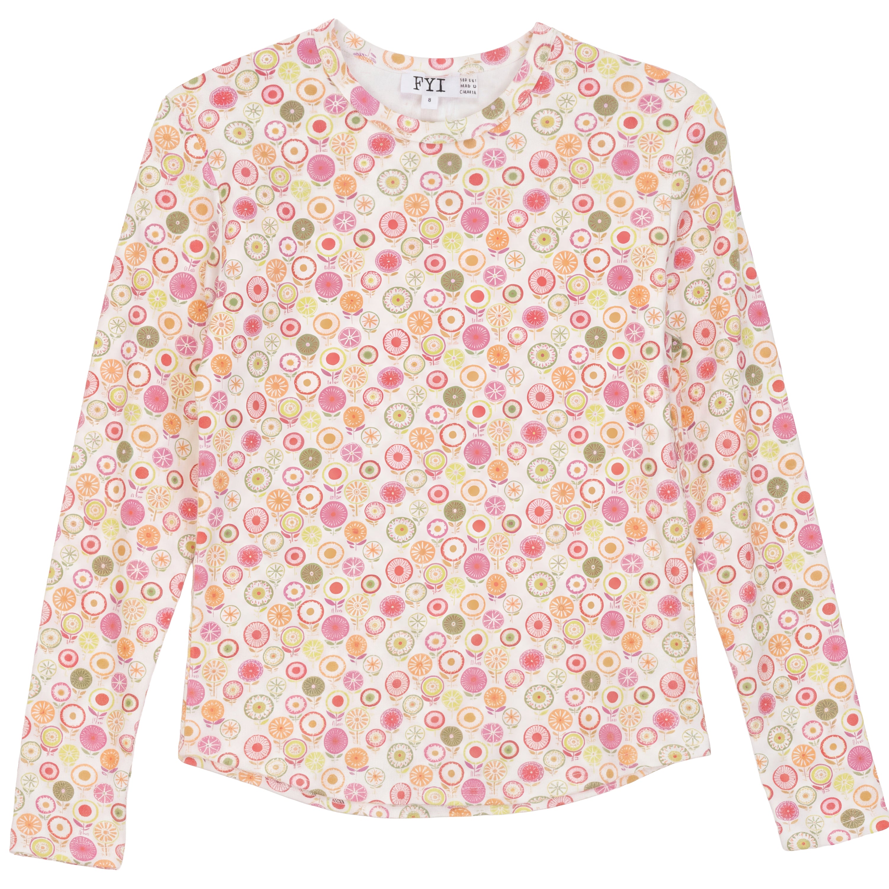 Girls Top With Circle Flower Print in Pink by FYI