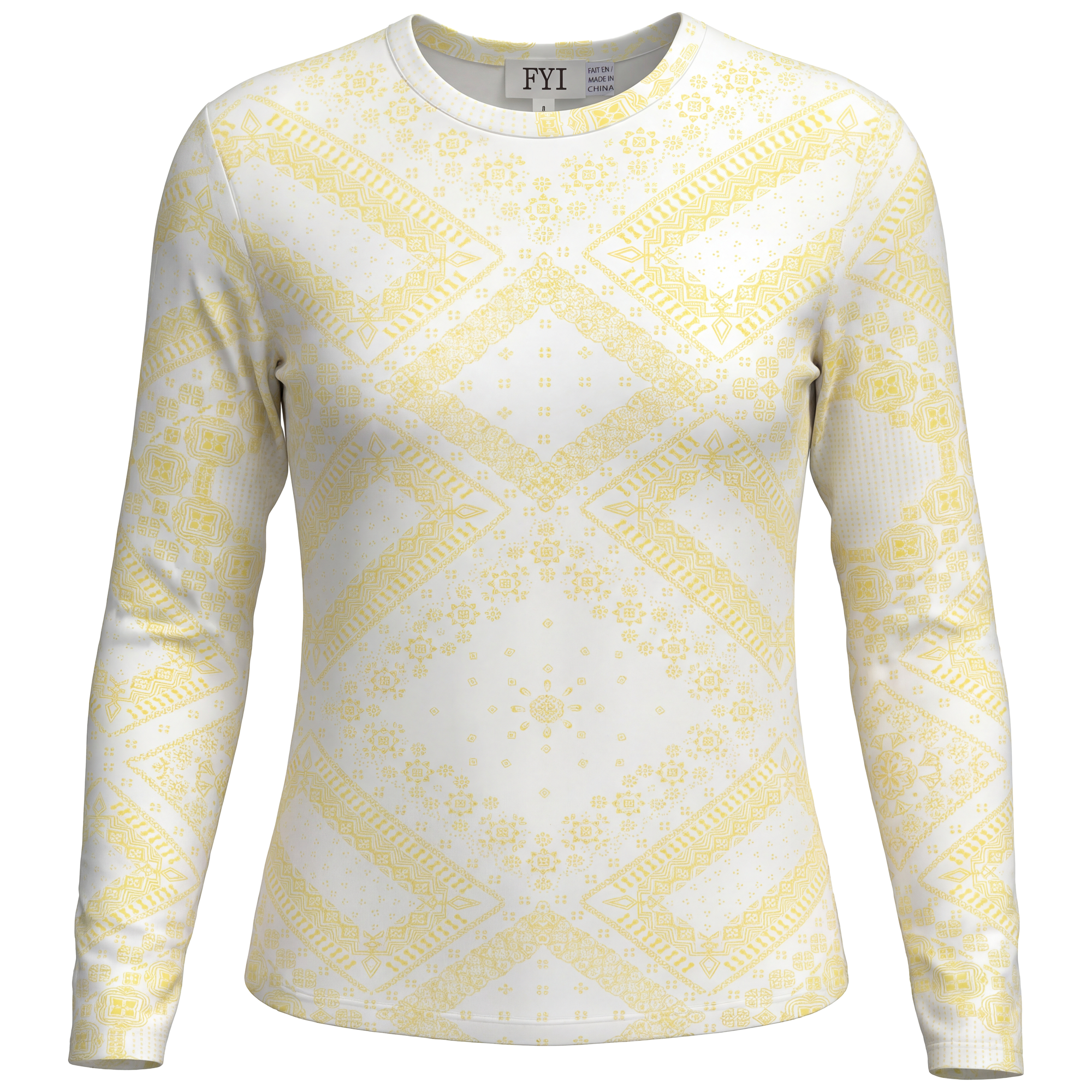 Girls Top With Mosaic Tile Print in Popcorn by FYI