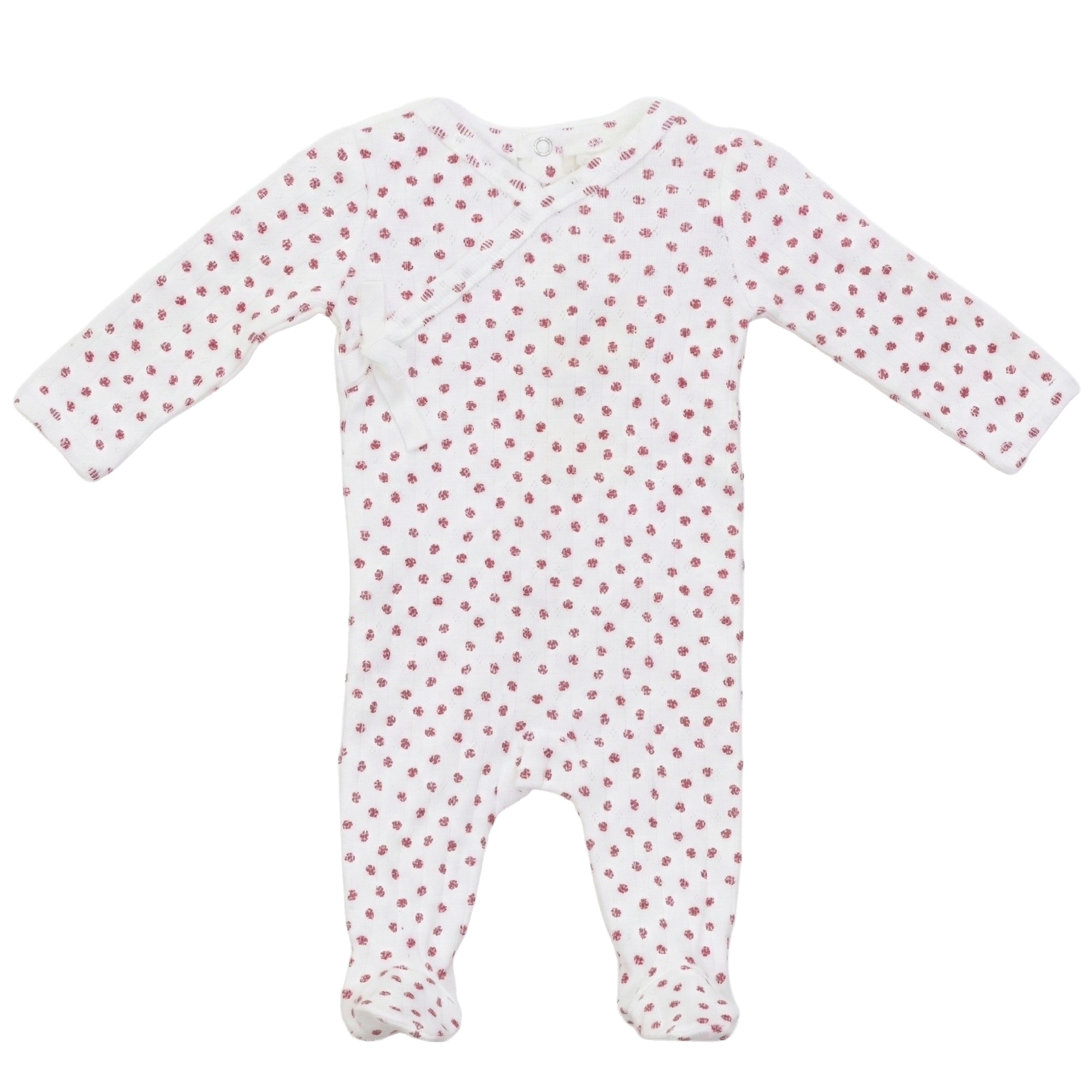 Pointelle Flower Print Onesie in White Red by Fragile
