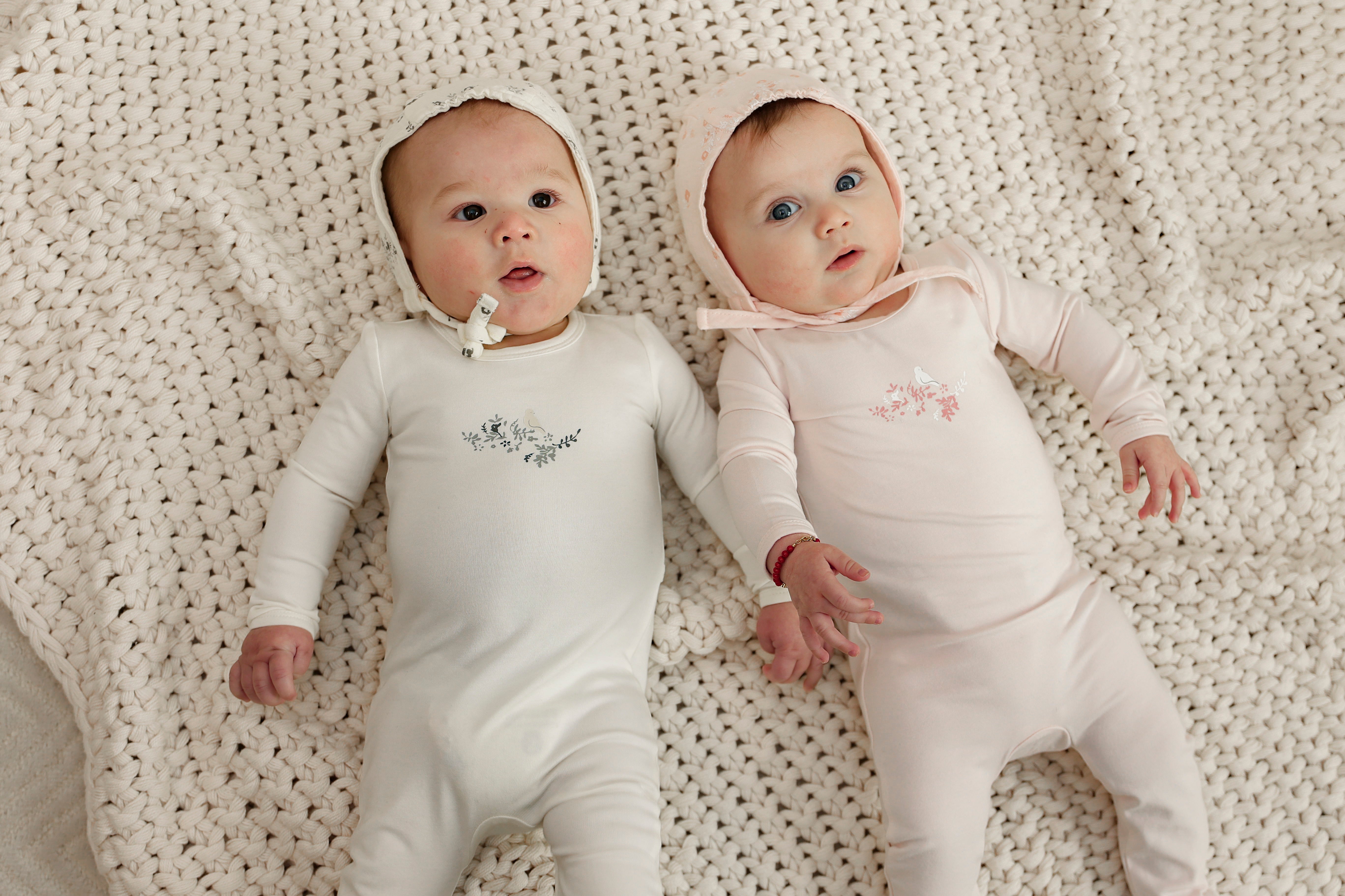 Baby Romper Set With Bird Print At Chest in by Little Fragile