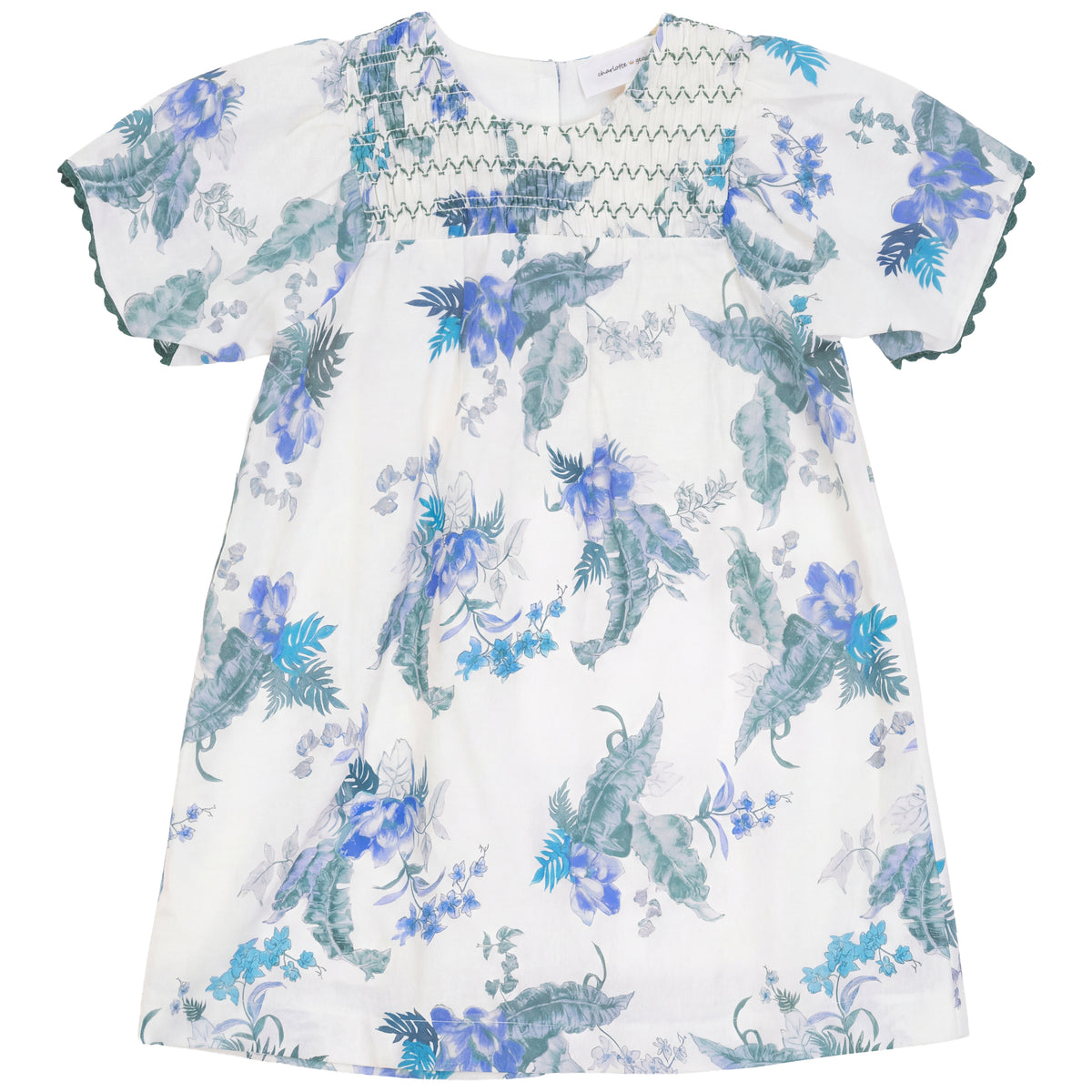 Floral Print Smocked Dress in Blue by Charlotte & George