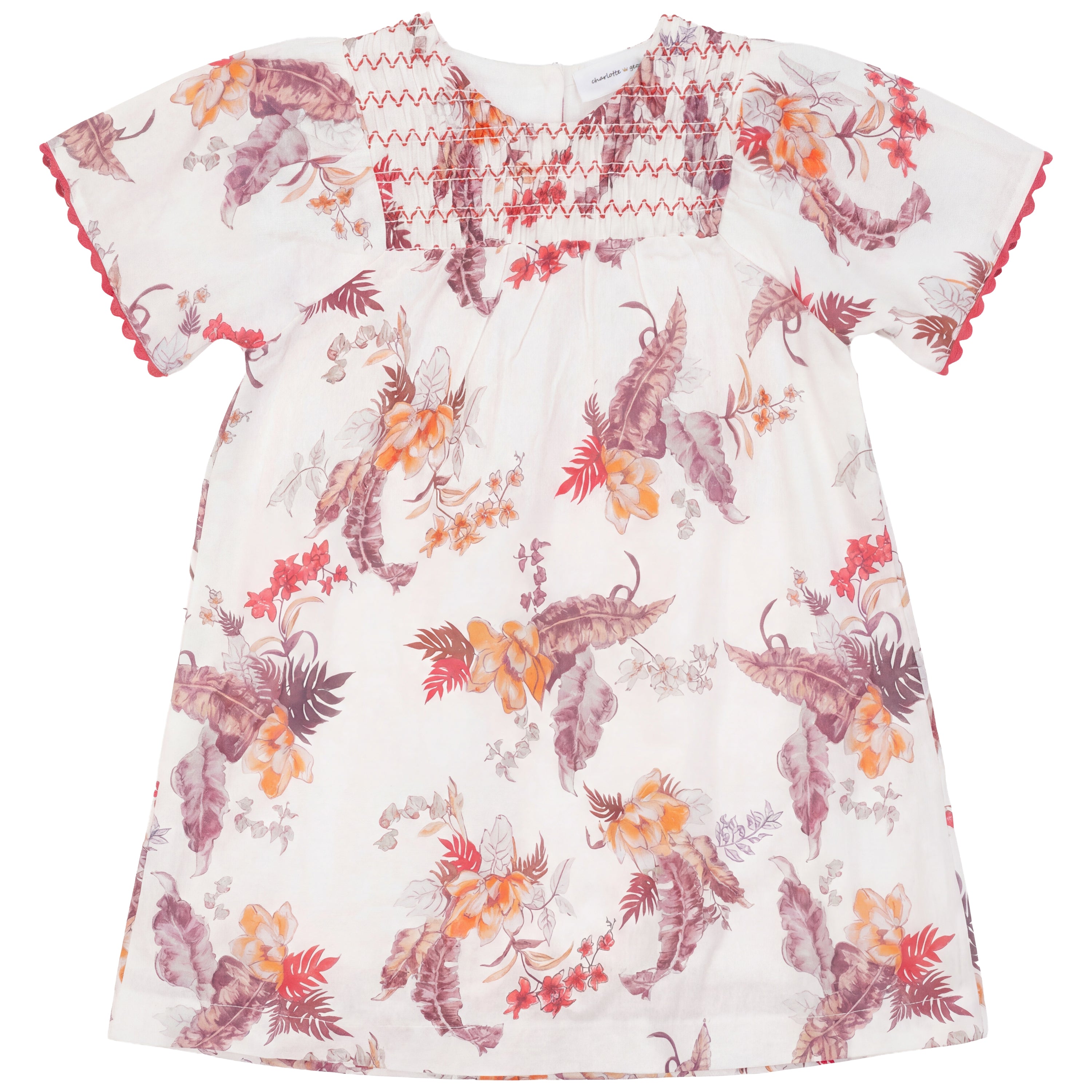 Floral Print Smocked Dress in Rose by Charlotte & George
