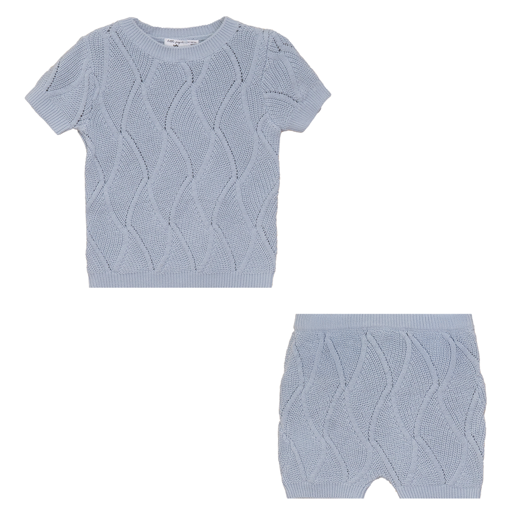 2 PC Set In Knit in Blue by Little Fragile