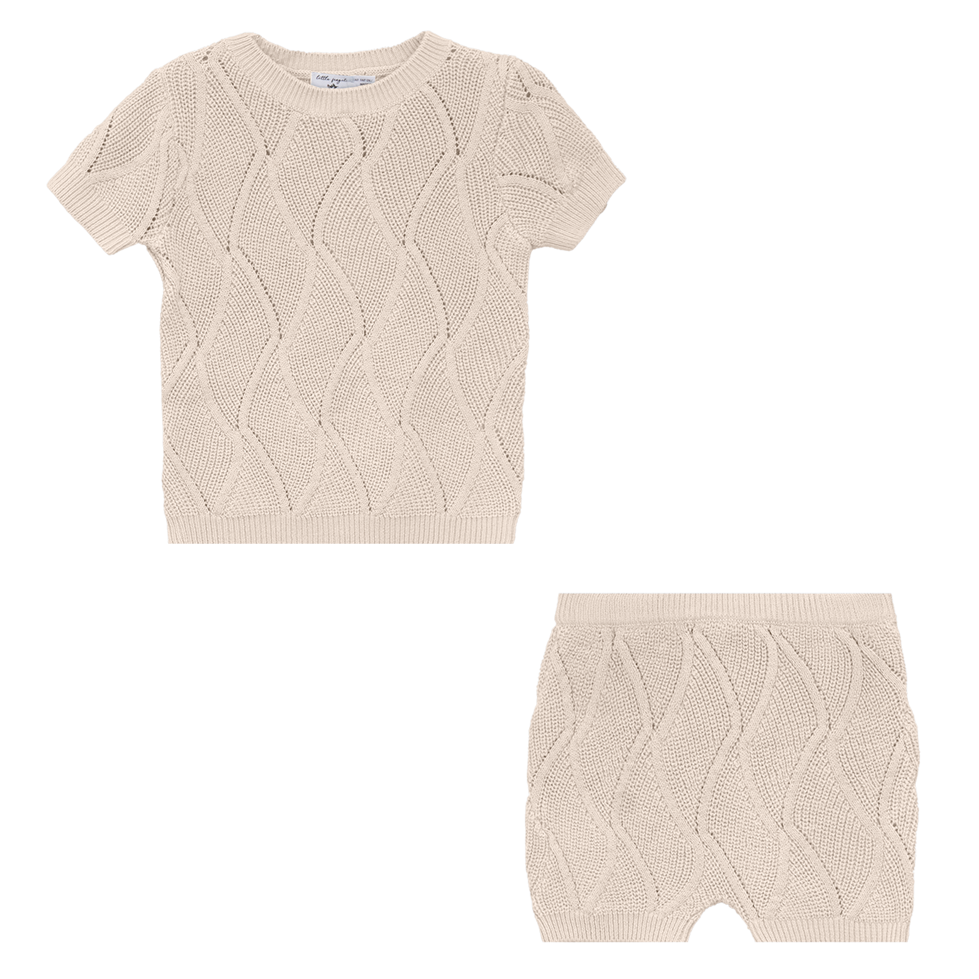 2 PC Set In Knit in Natural by Little Fragile