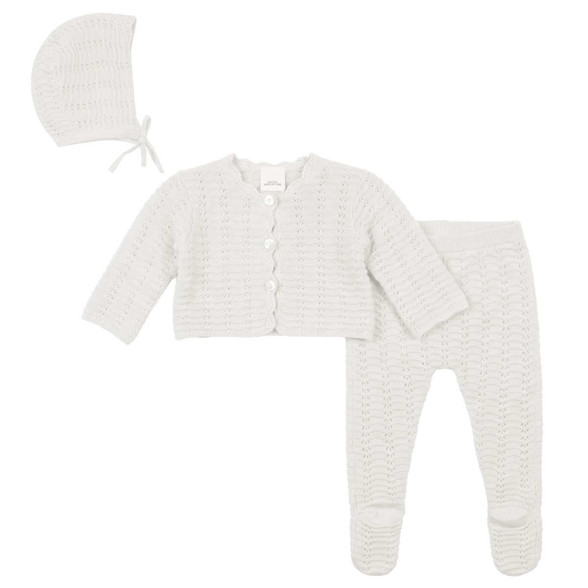 Three piece Knit Set in White by Clô