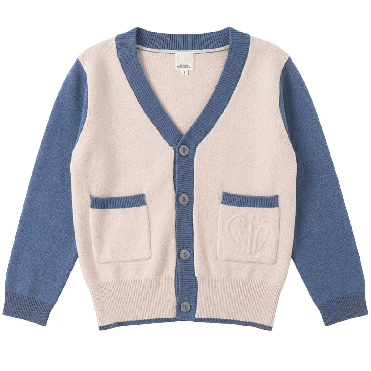 Cardigan In Knit in Natural Blue by Clô