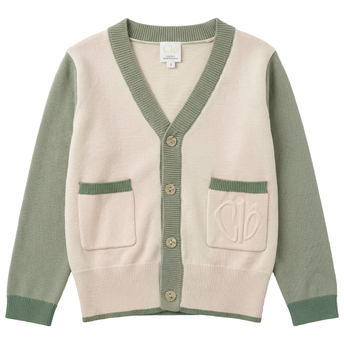 Cardigan In Knit in Natural Dark Sage by Clô