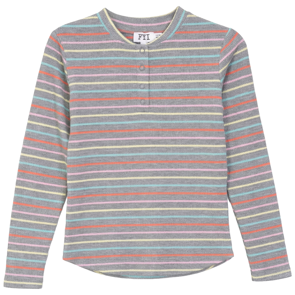 Multi Big Stripe Waffle Top in Grey by FYI