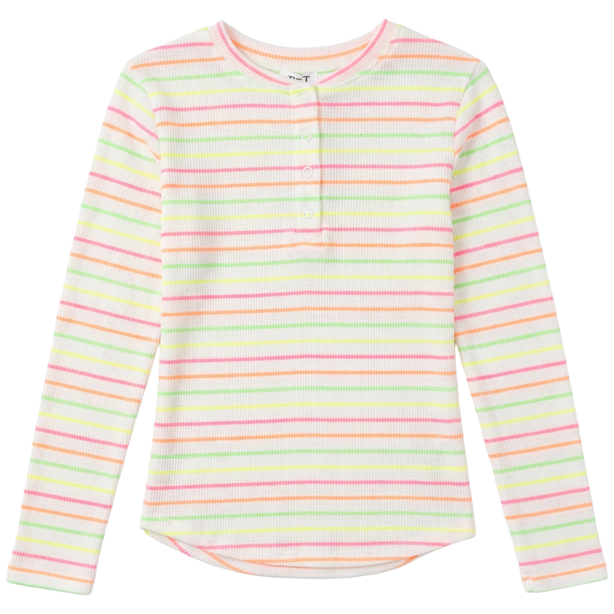 Multi Big Stripe Waffle Top in White by FYI