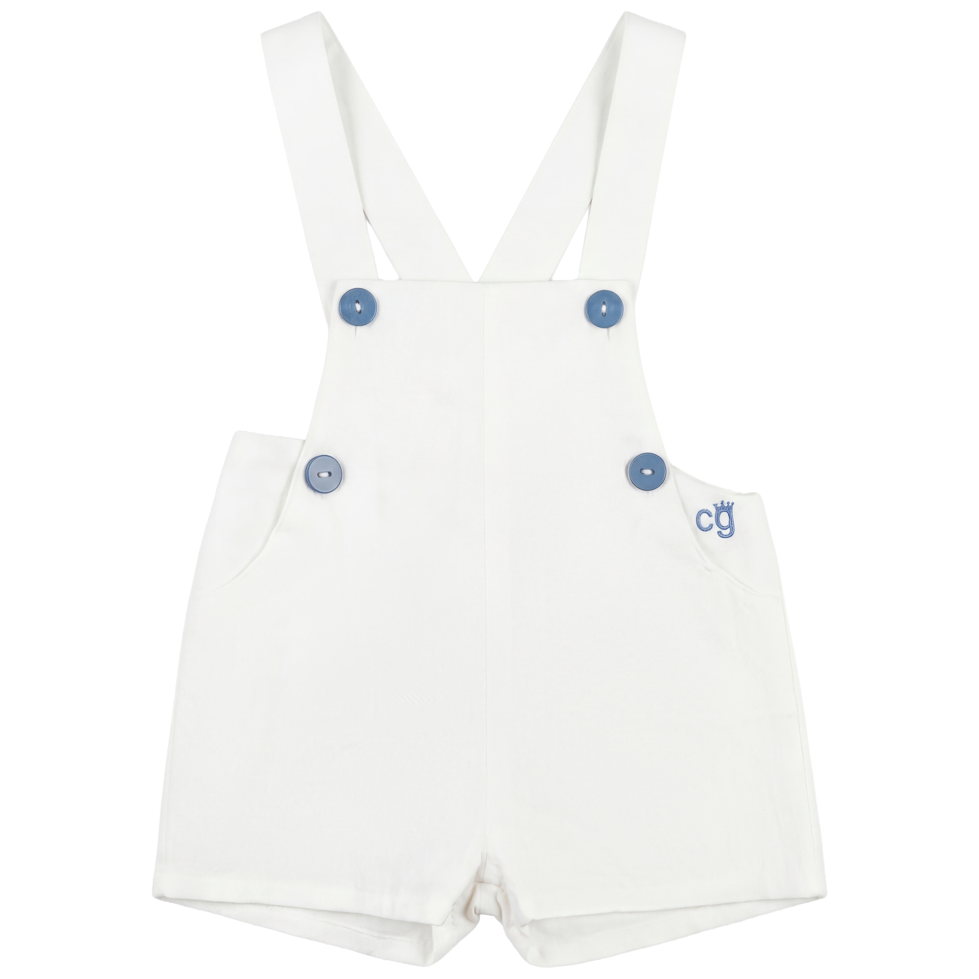 Contrast Trim Overall in White by Charlotte & George