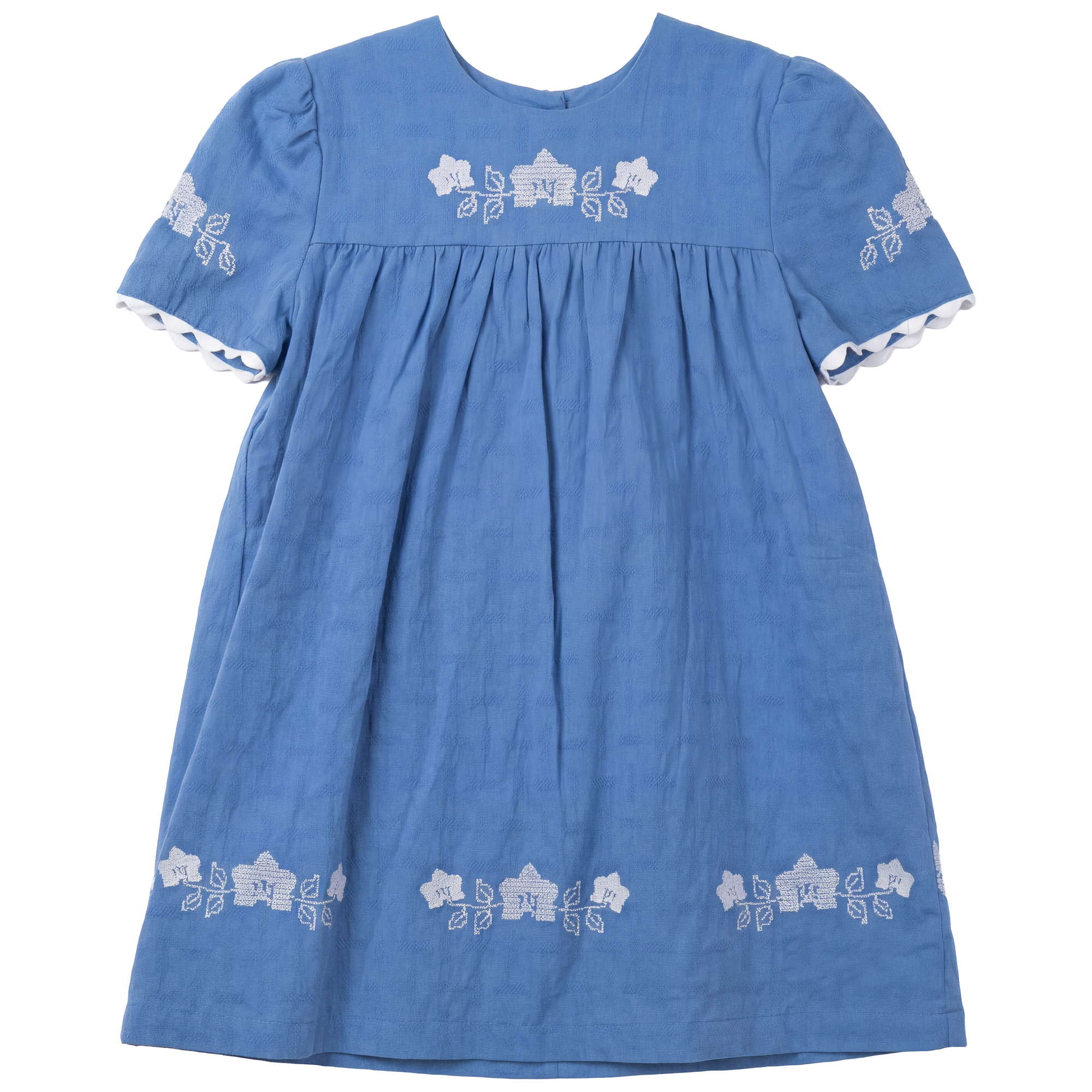 Criss Cross Flower Embroidered Dress in River by Charlotte & George