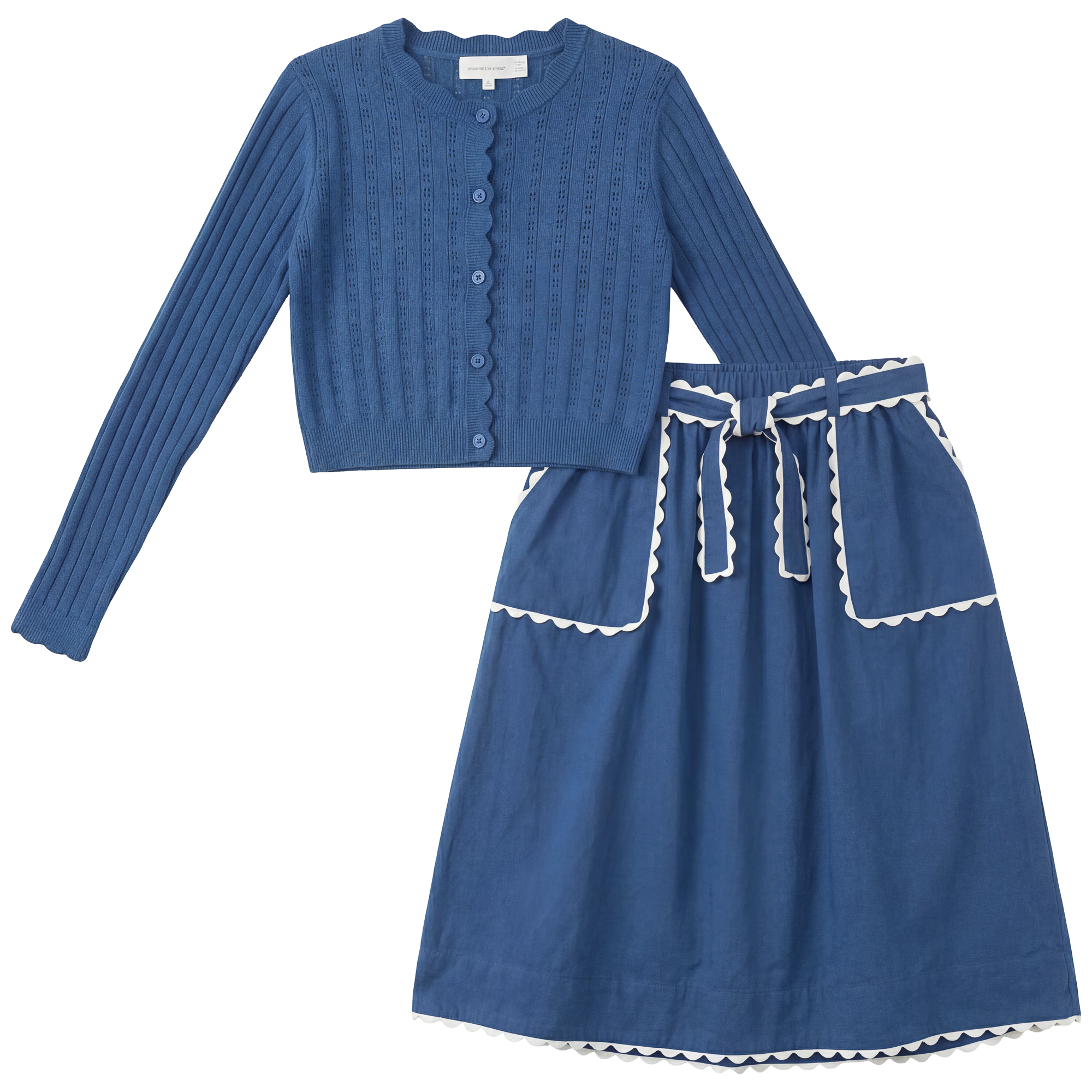 Contrast Trim Skirt Set in River by Charlotte & George