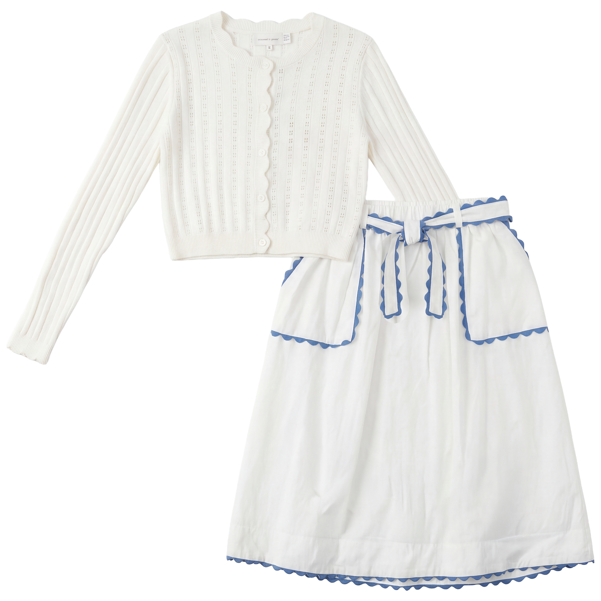 Contrast Trim Skirt Set in White by Charlotte & George