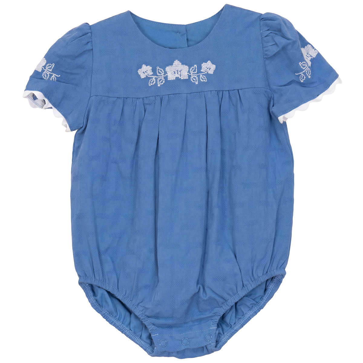 Criss Cross Flower Embroidered Bubble in River by Charlotte & George