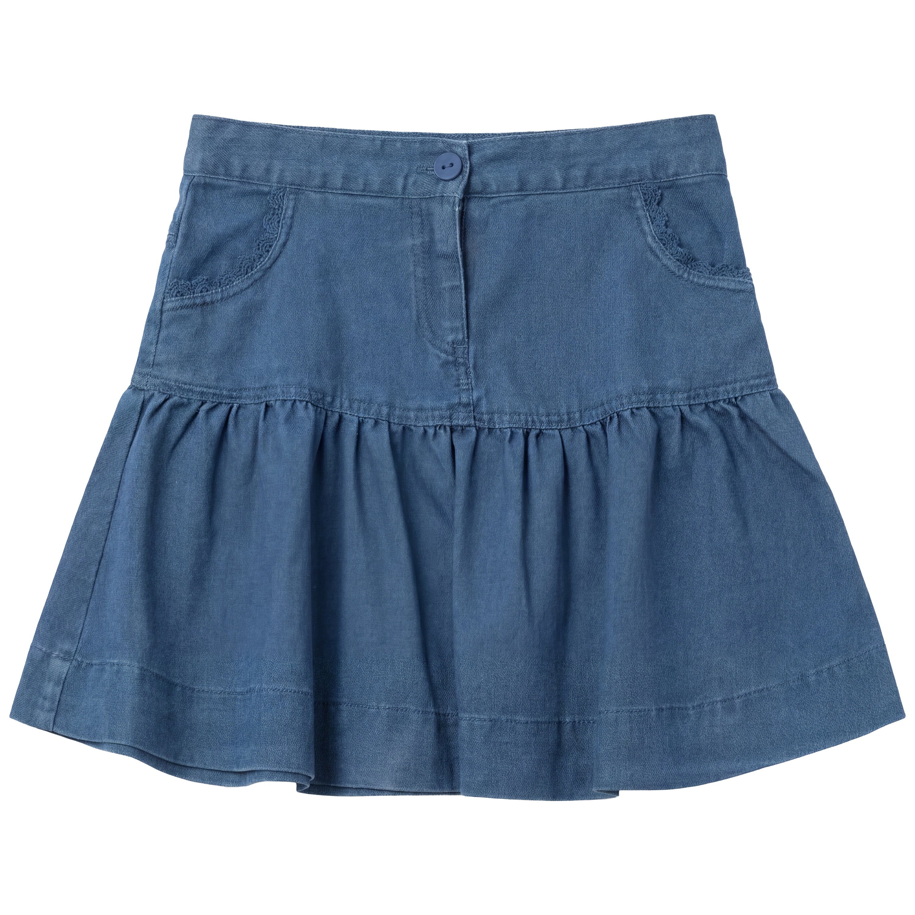 Denim Lace Trim Skirt