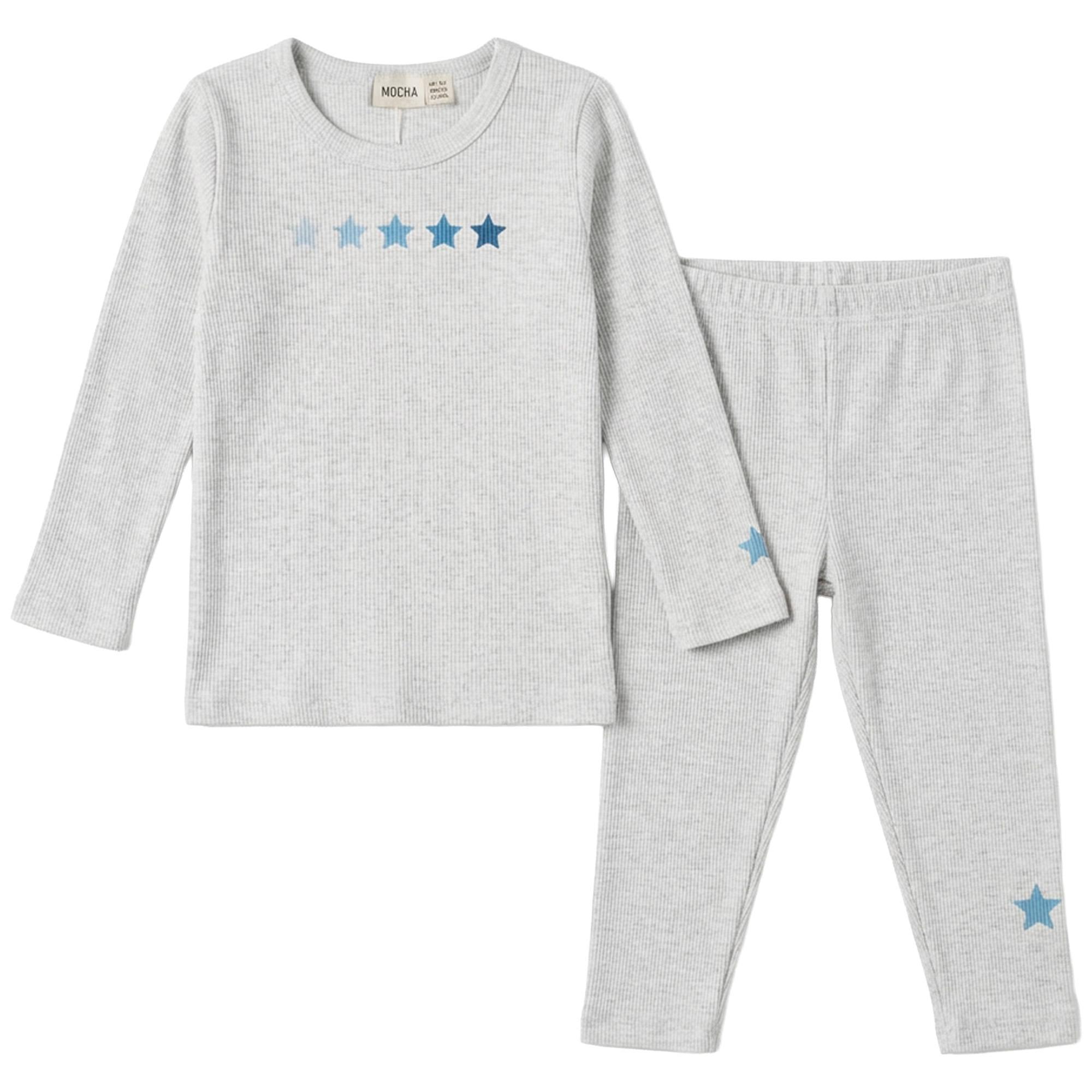 Stars Print 2 Piece Set in Light Grey Mix Blue by Mocha