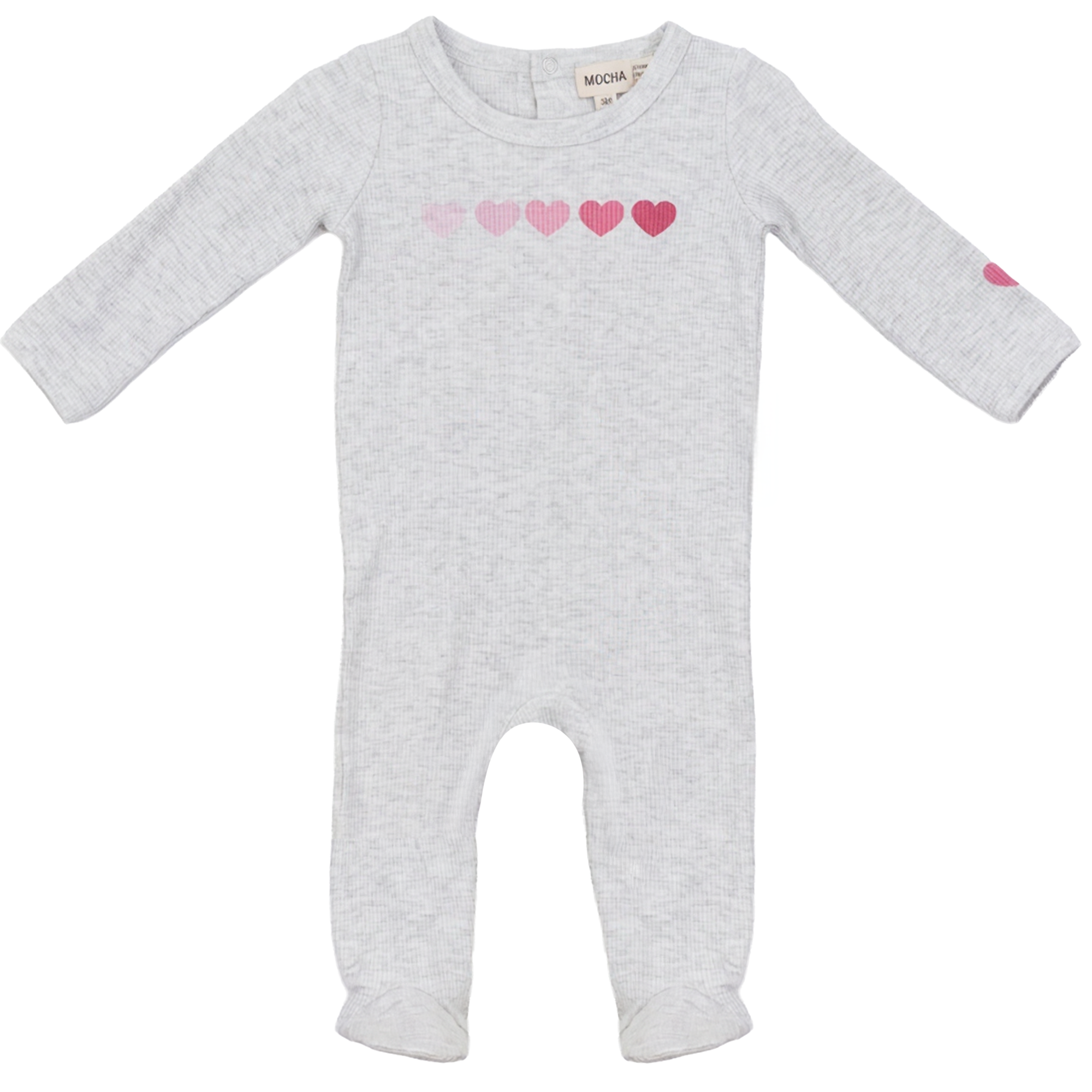 Onesie With Heart Print in Light Grey Mix Pink by Mocha