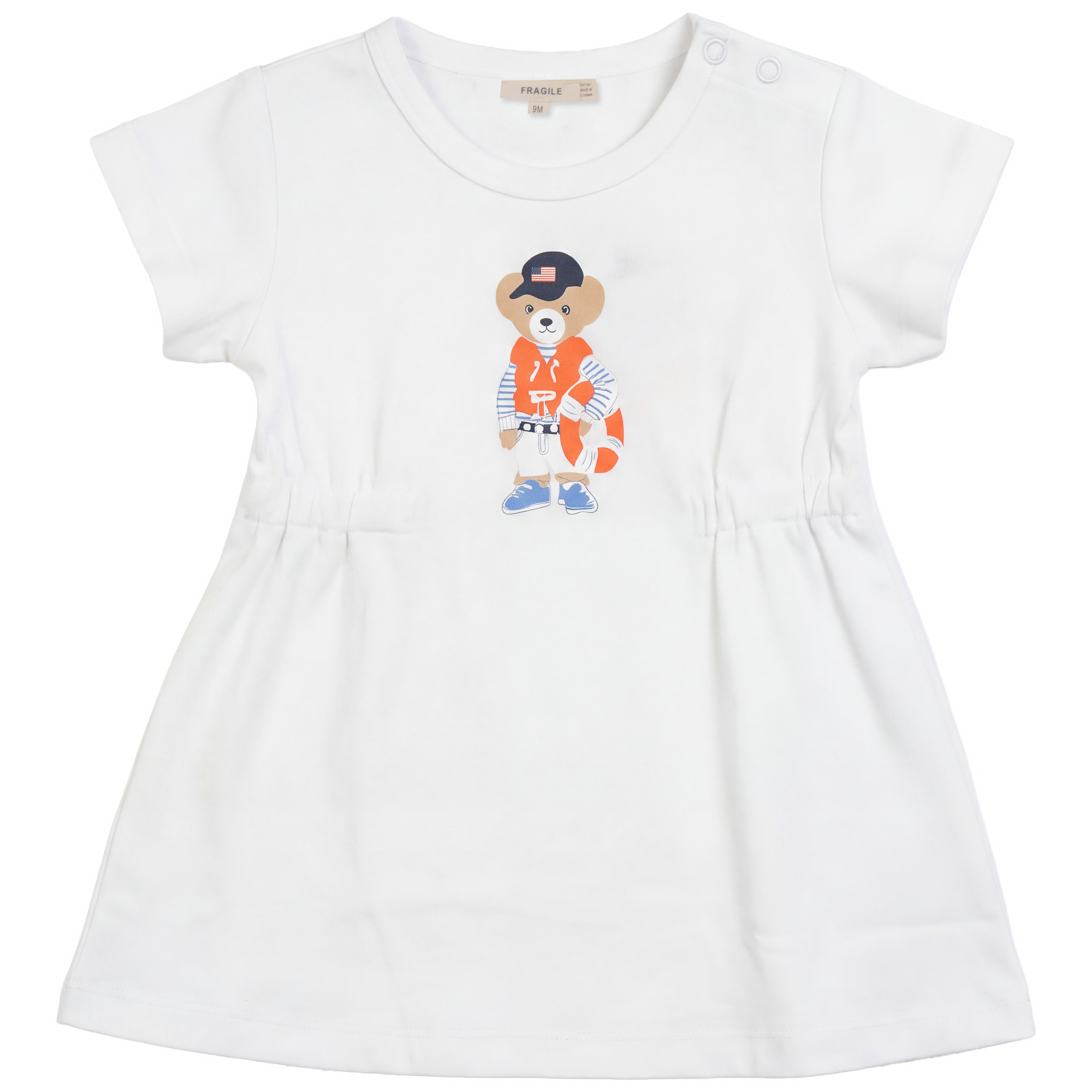 Bear Print Dress in White by Fragile