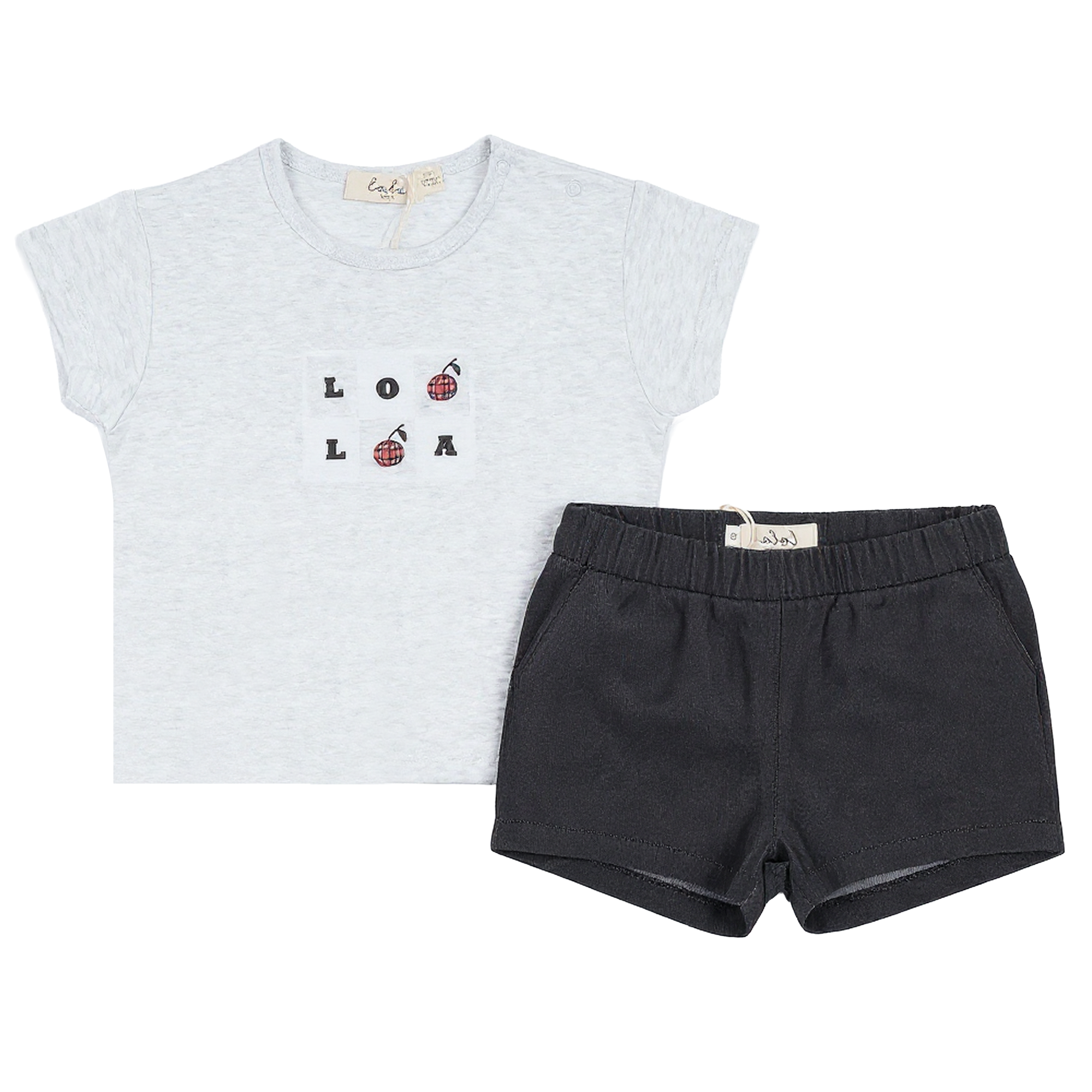 Woven Denim Short Set in Dark Grey Wash by Lola