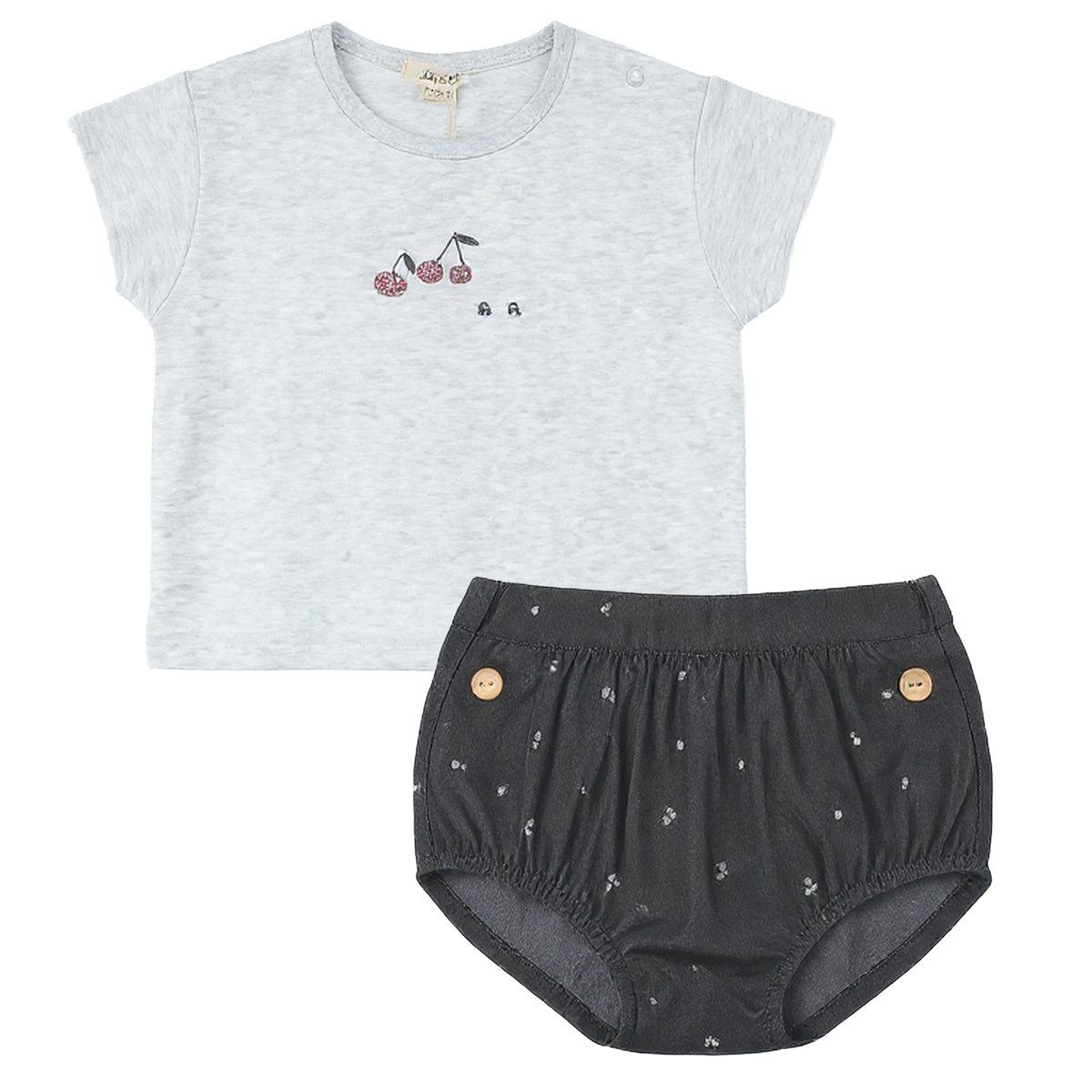 Cherry Woven Denim Panty Set in Dark Grey by Lola
