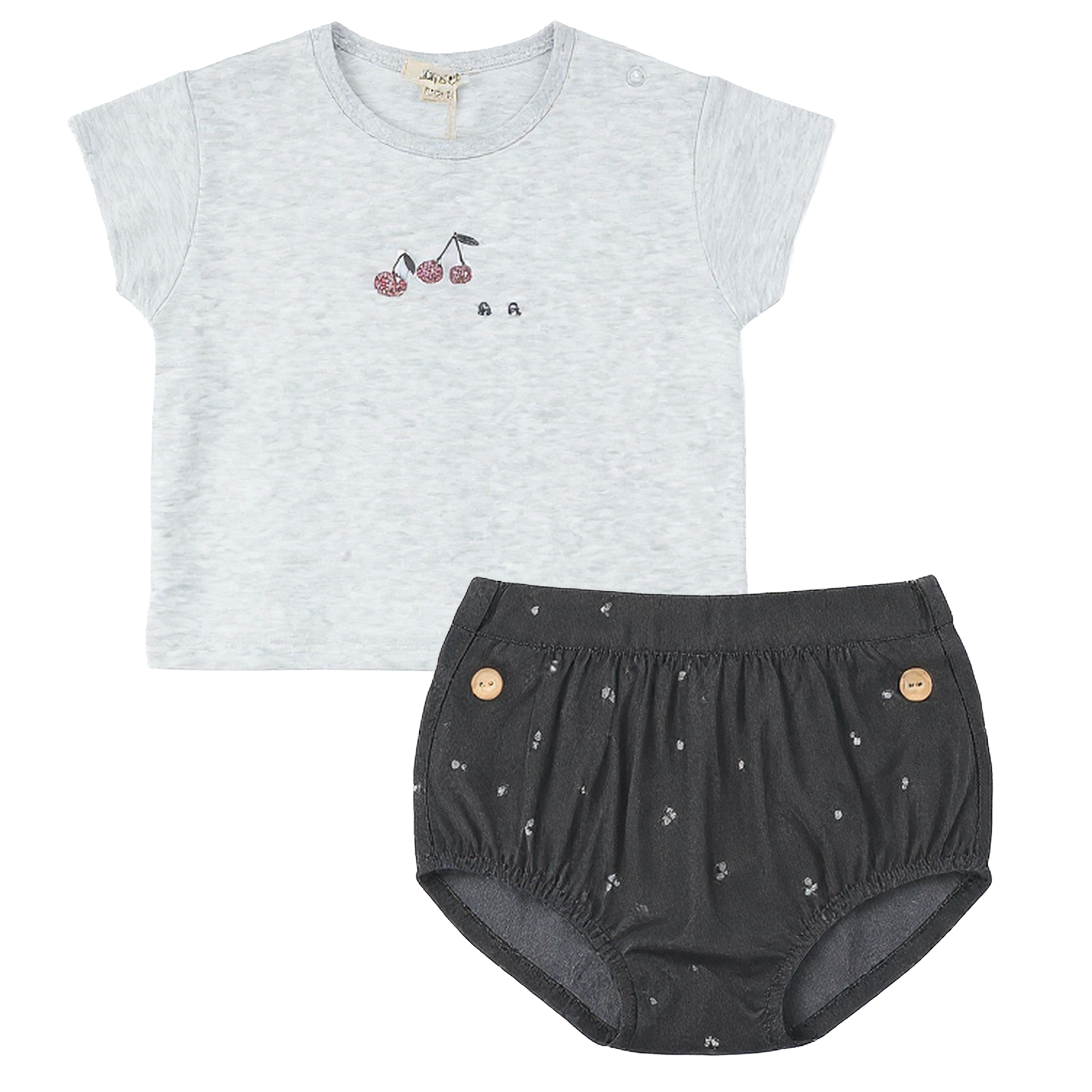 Cherry Woven Denim Panty Set in Dark Grey by Lola