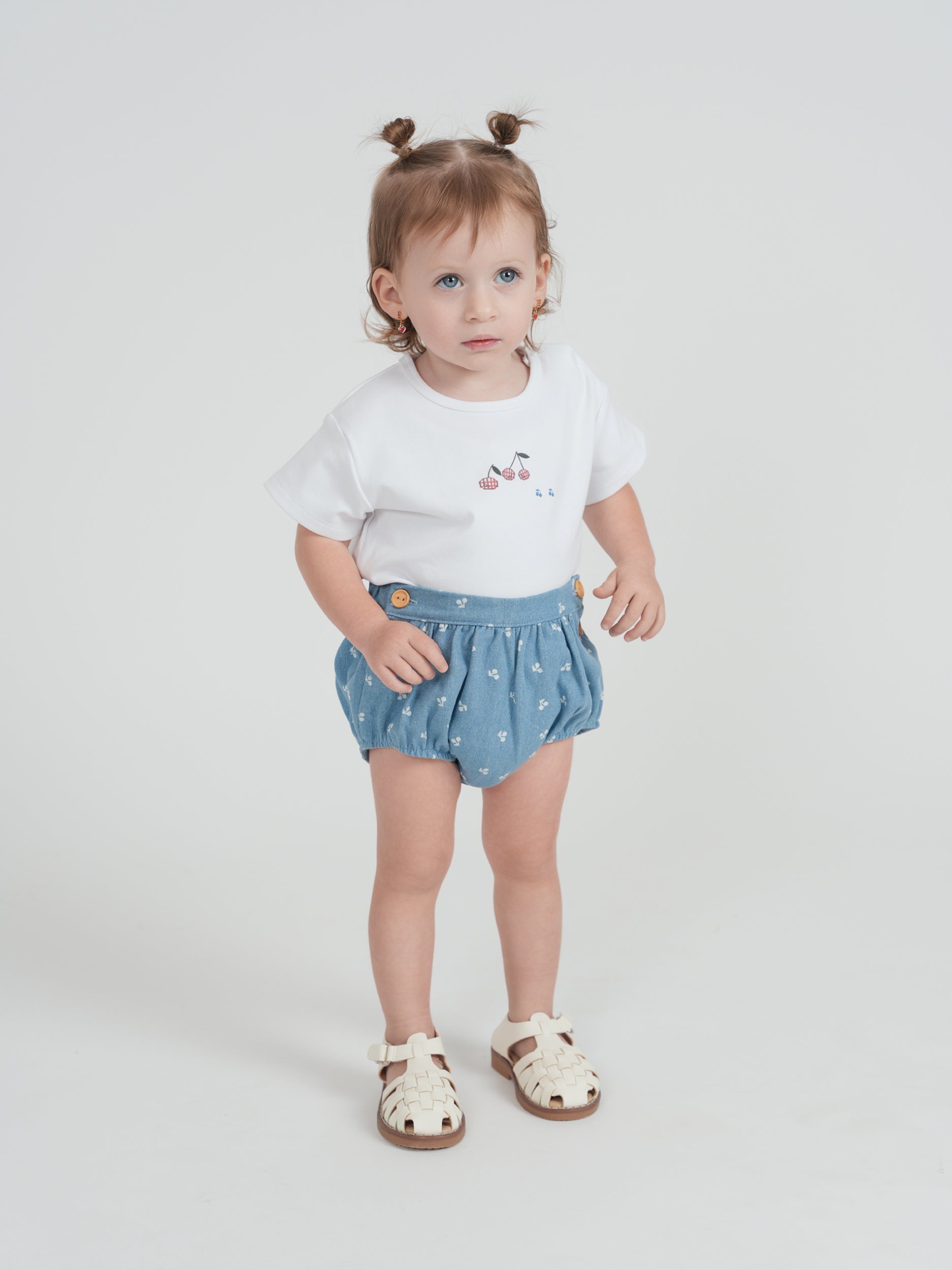 Cherry Woven Denim Panty Set in by Lola