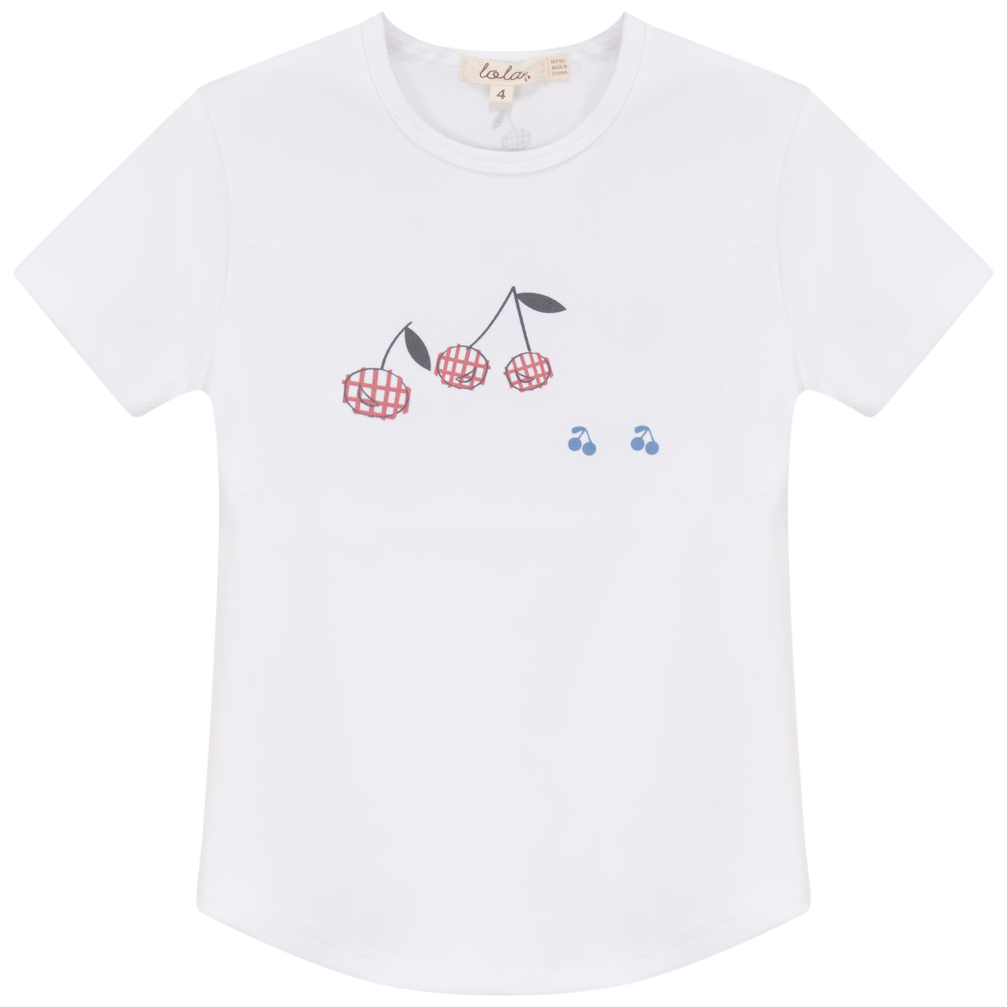 Girls Top Cherry Print in Egg Shell by Lola