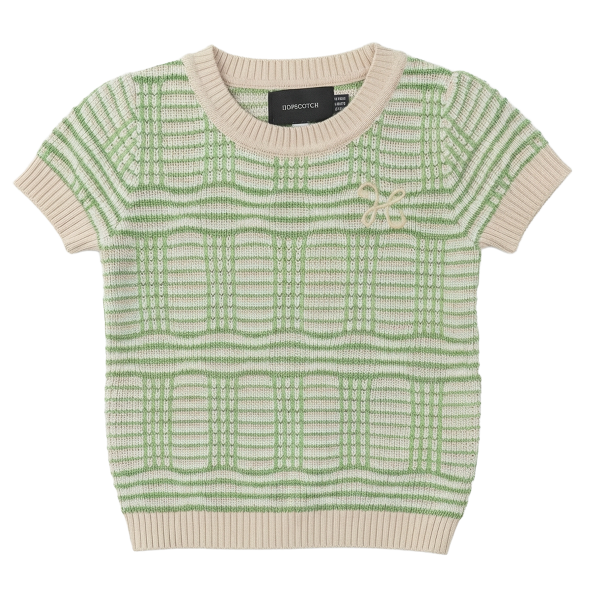 Plaid Knit Top in Lime by Hopscotch