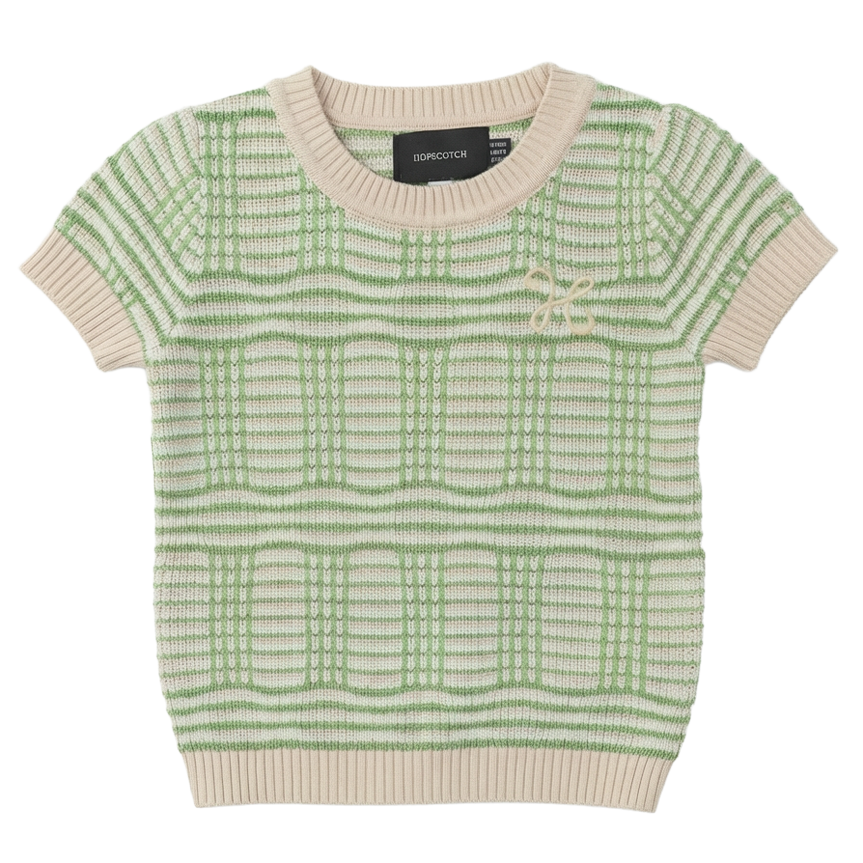 Boys Plaid Knit Top in Lime by Hopscotch