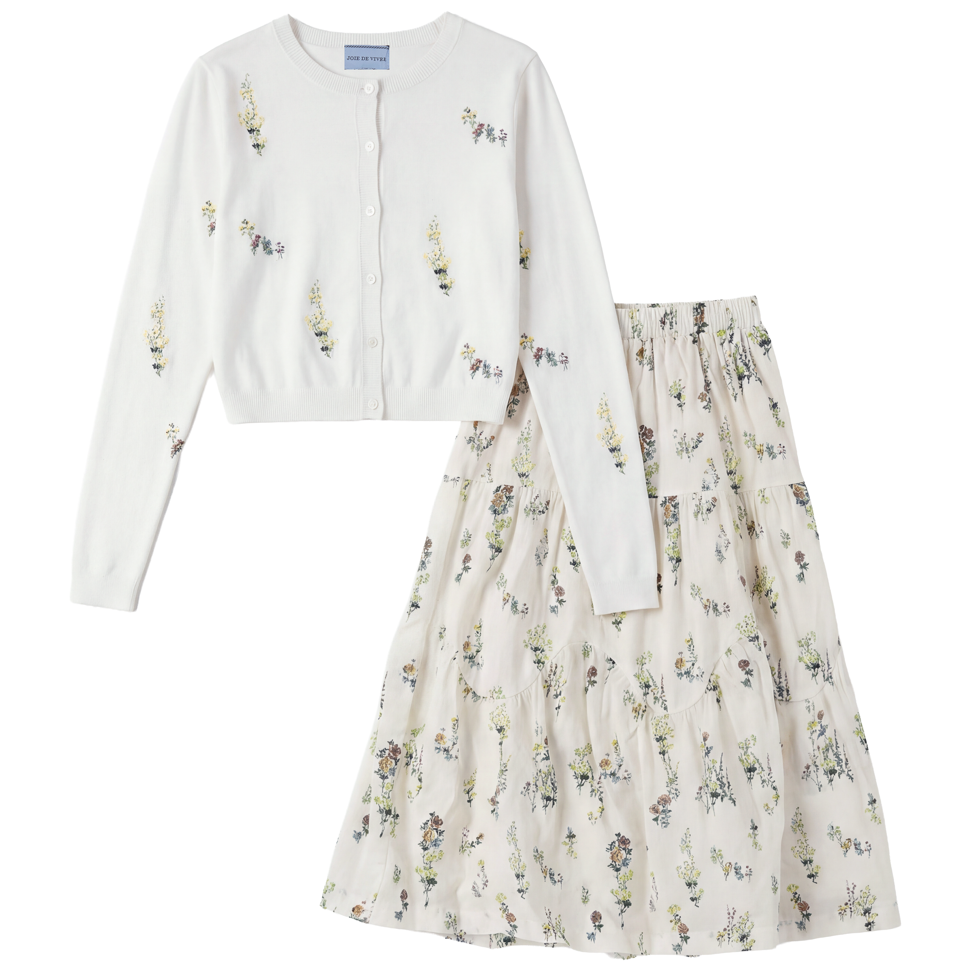 Multi Floral Print 2Pc Set in Off White by Joie De Vivre
