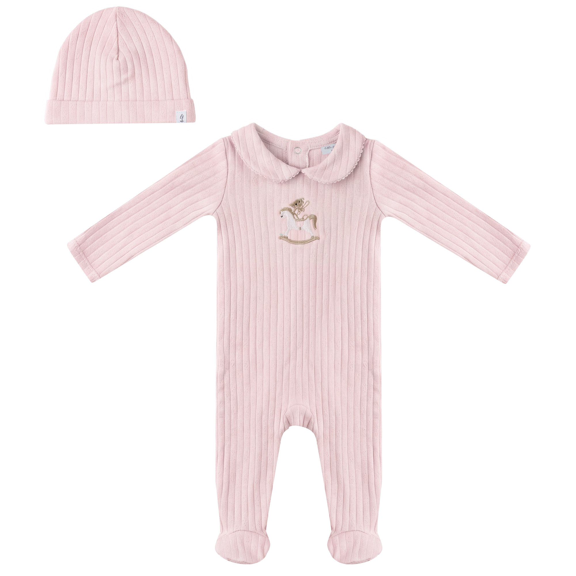 Horse Bear Print Onesie in Pink by Little Fragile