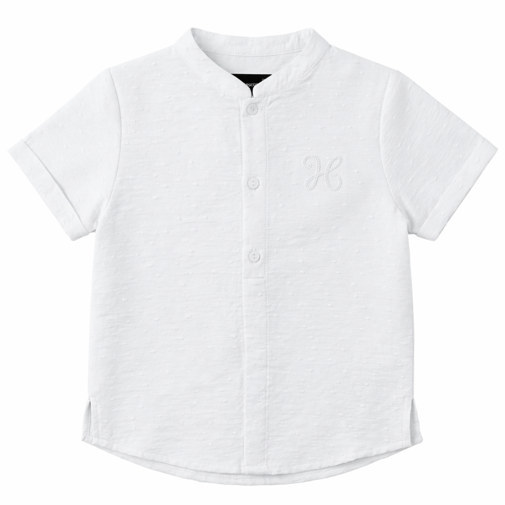 Textured Woven Shirt in White by Hopscotch