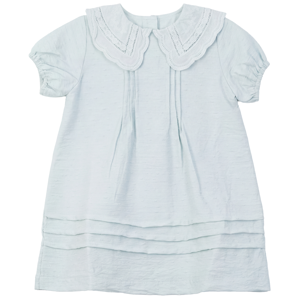 Textured Embroidered Dress in Dusty Blue by Hopscotch