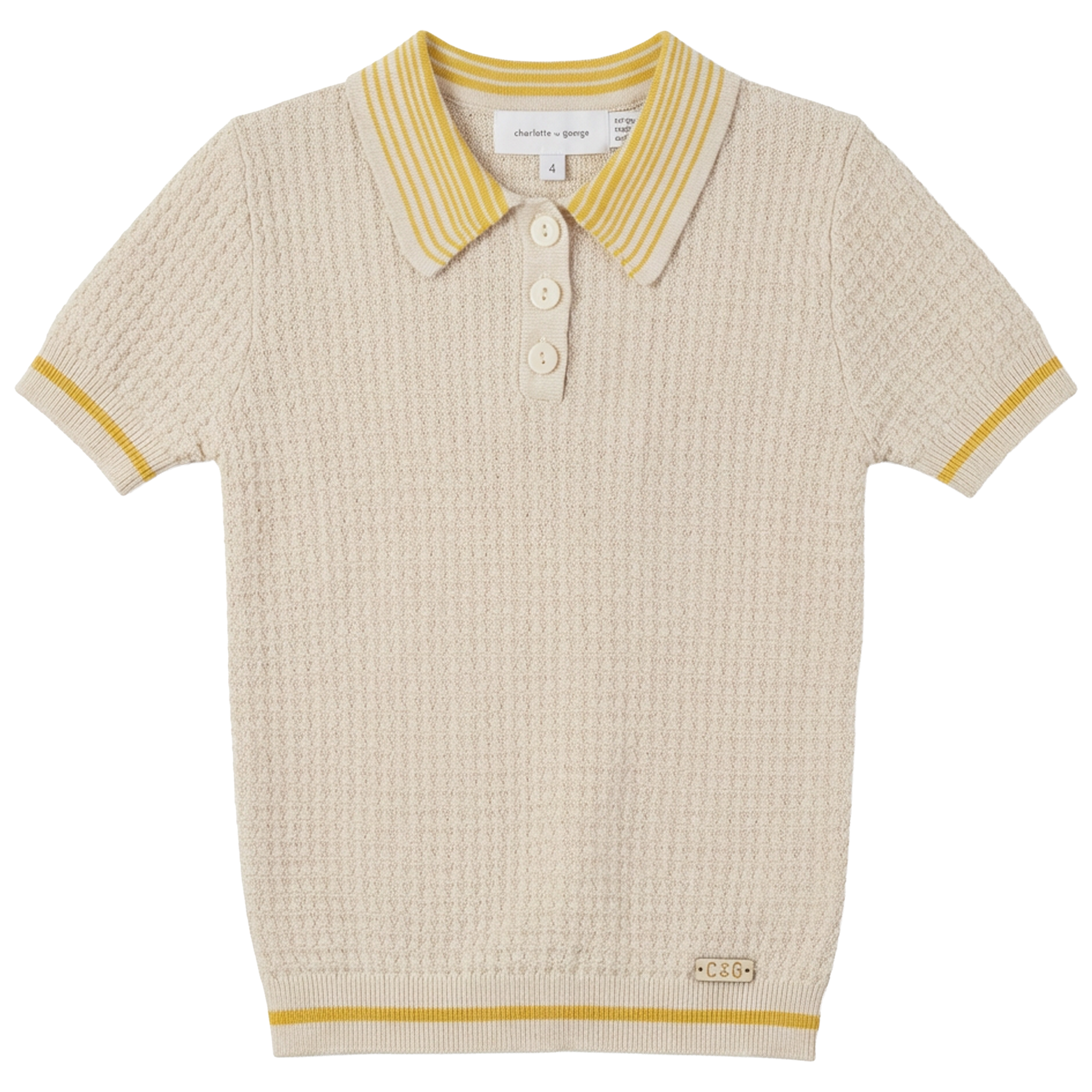 Structure Knit Polo in Dark Almond Mustard by Charlotte & George